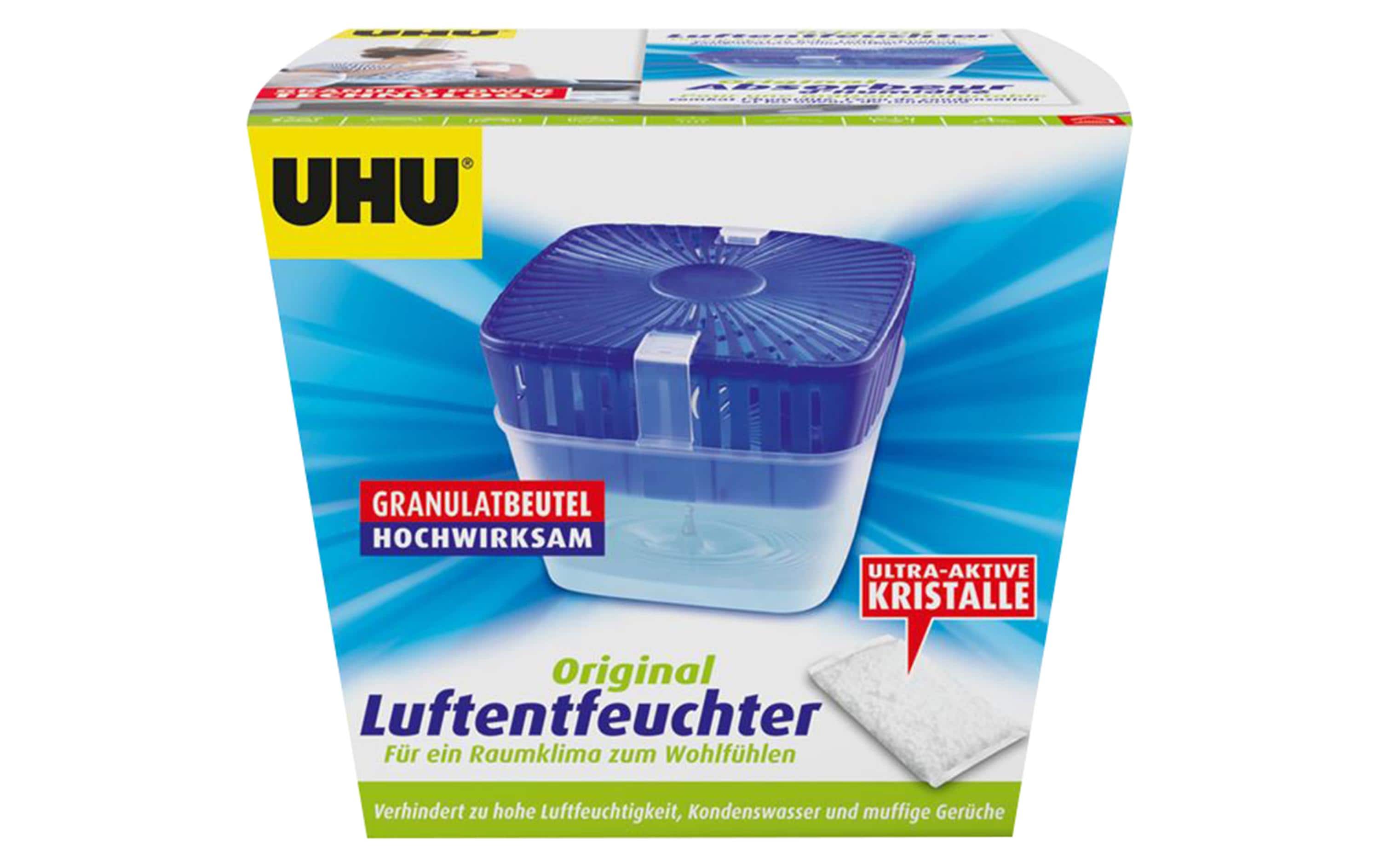 UHU Luftentfeuchter 450 g – passives Granulat-Gerät für Räume bis 20 m²
