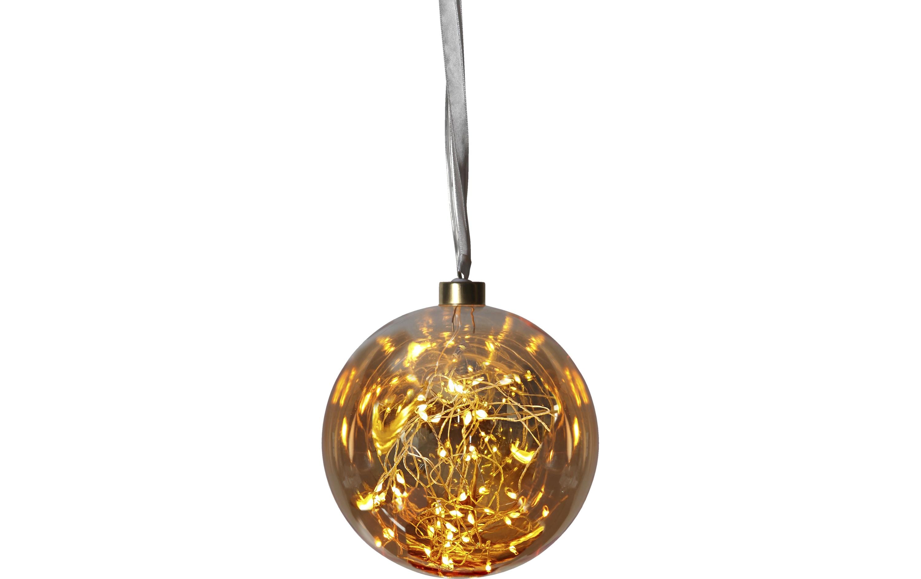 Star Trading Weihnachtskugel Glow, 40 LED, Ø 15 cm, Bernstein – LED-Weihnachtsdeko von Star Trading