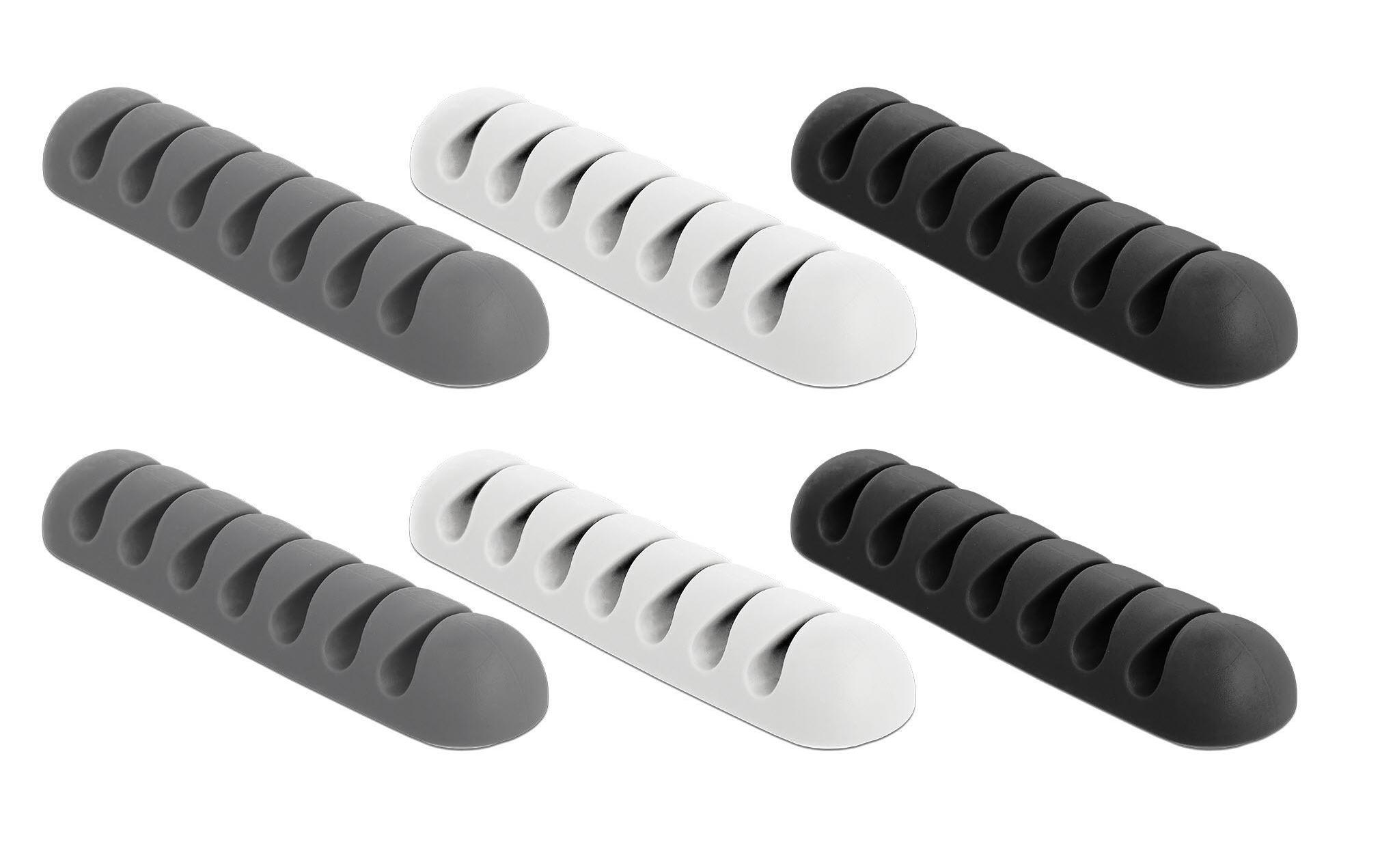 Delock Kabelhalter 4 mm, 3x2 Stück, weiss, grau, schwarz, 7 Durchf – Kabelhalter von Delock