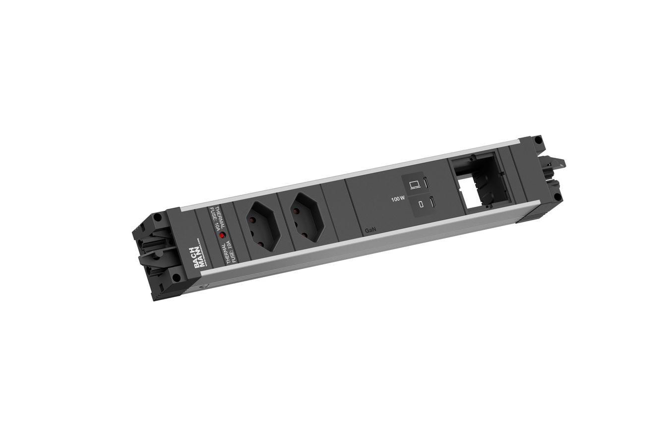 Bachmann Einbausteckerleiste STEP ALU 2xT13 1xUSB C/C 100W 1xCM – Einbausteckdose von Bachmann