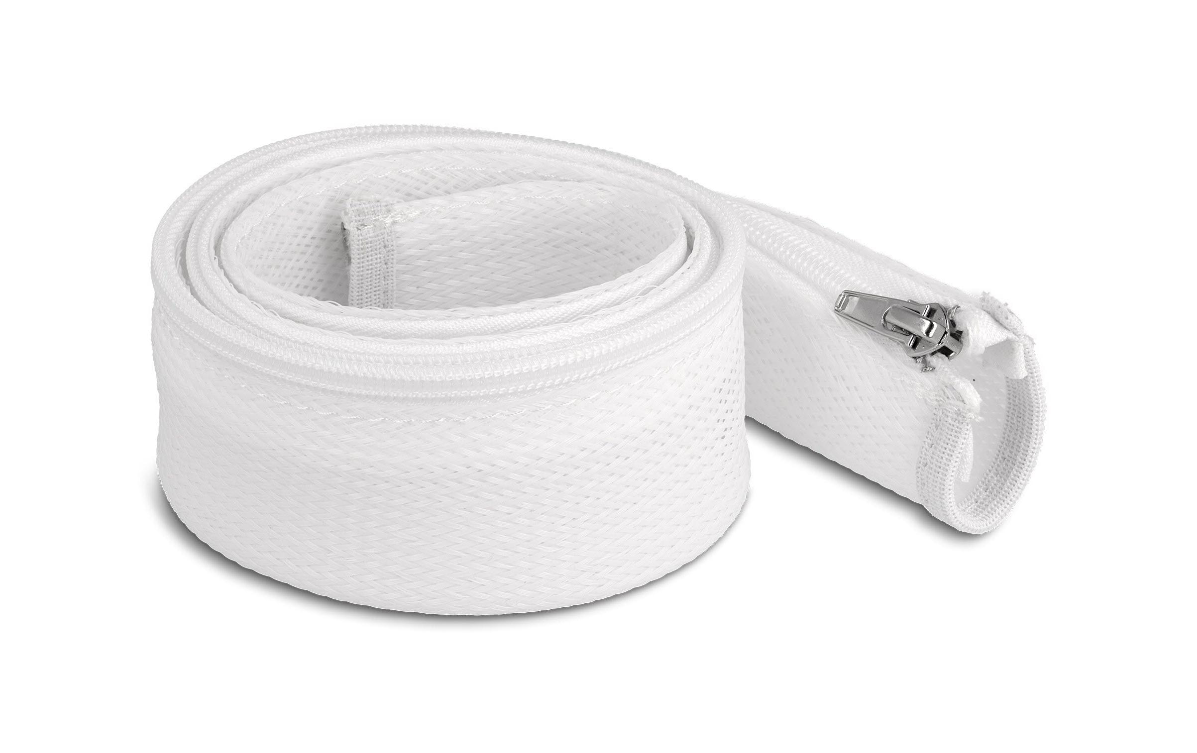 Delock Geflechtschlauch mit Reissverschluss 1 m x 50 mm Weiss – Kabelschlauch von Delock