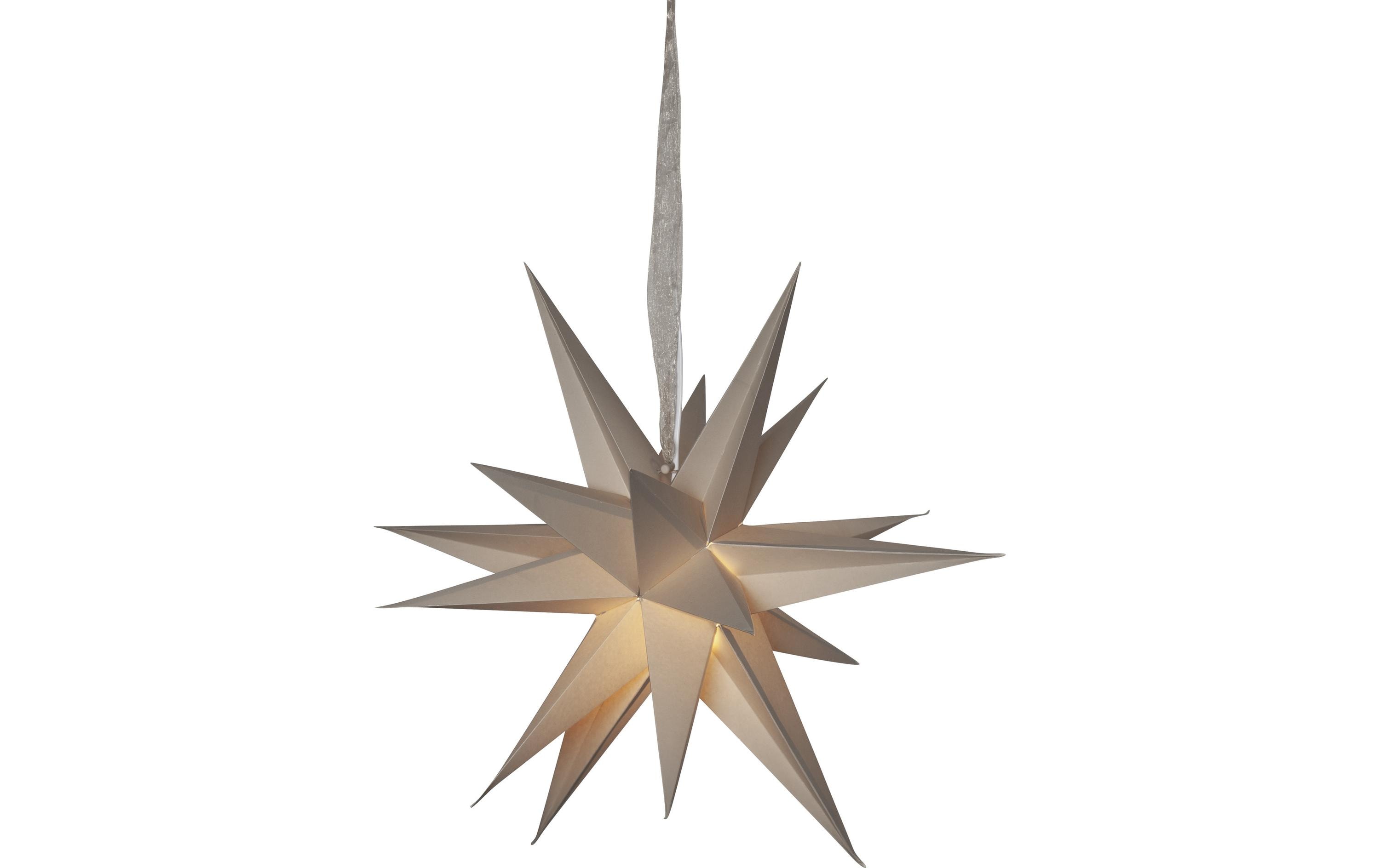 Star Trading Papierstern December, Beige, Ø 45 cm – LED-Weihnachtsdeko von Star Trading