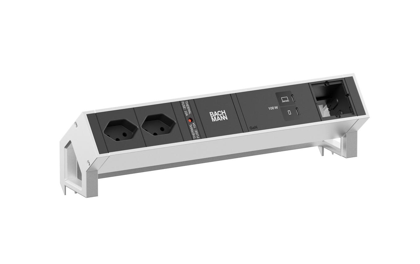 Bachmann Tischsteckdosenleiste DESK2 2xT13 1xUSB C/C 100W 1xCM 0.2m – Tischsteckdosenleiste von Bachmann