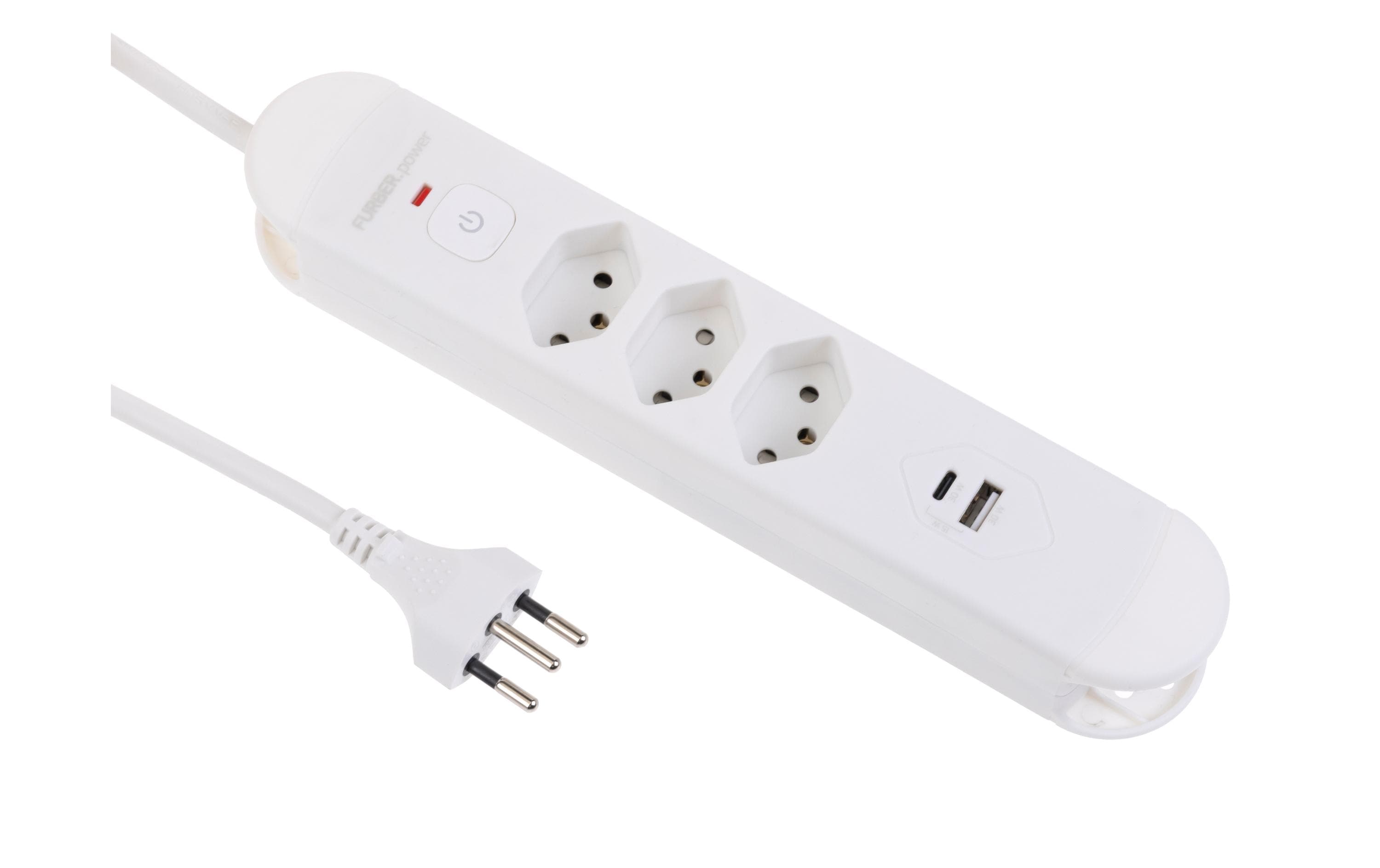 FURBER.power Steckdosenleiste Tuttovario 3 x T13, 1 x USB C, 1 x USB A – Steckerleiste von FURBER.power