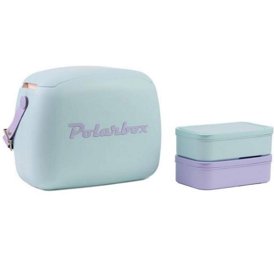 Polarbox CoolerBag 6 L in Lila – kompakte Retro-Kühlbox mit Lederhenkel