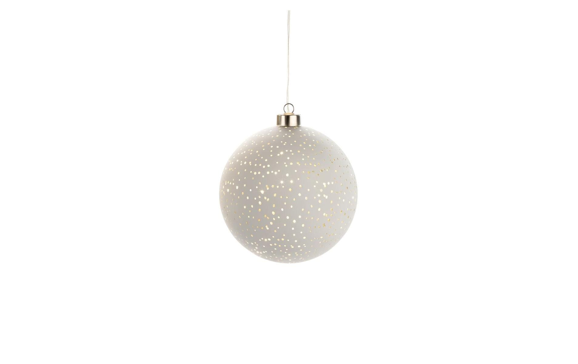 STT Hänger Glamour Ball L, Ø 15 cm, Weiss – LED-Weihnachtsdeko mit Timer von STT