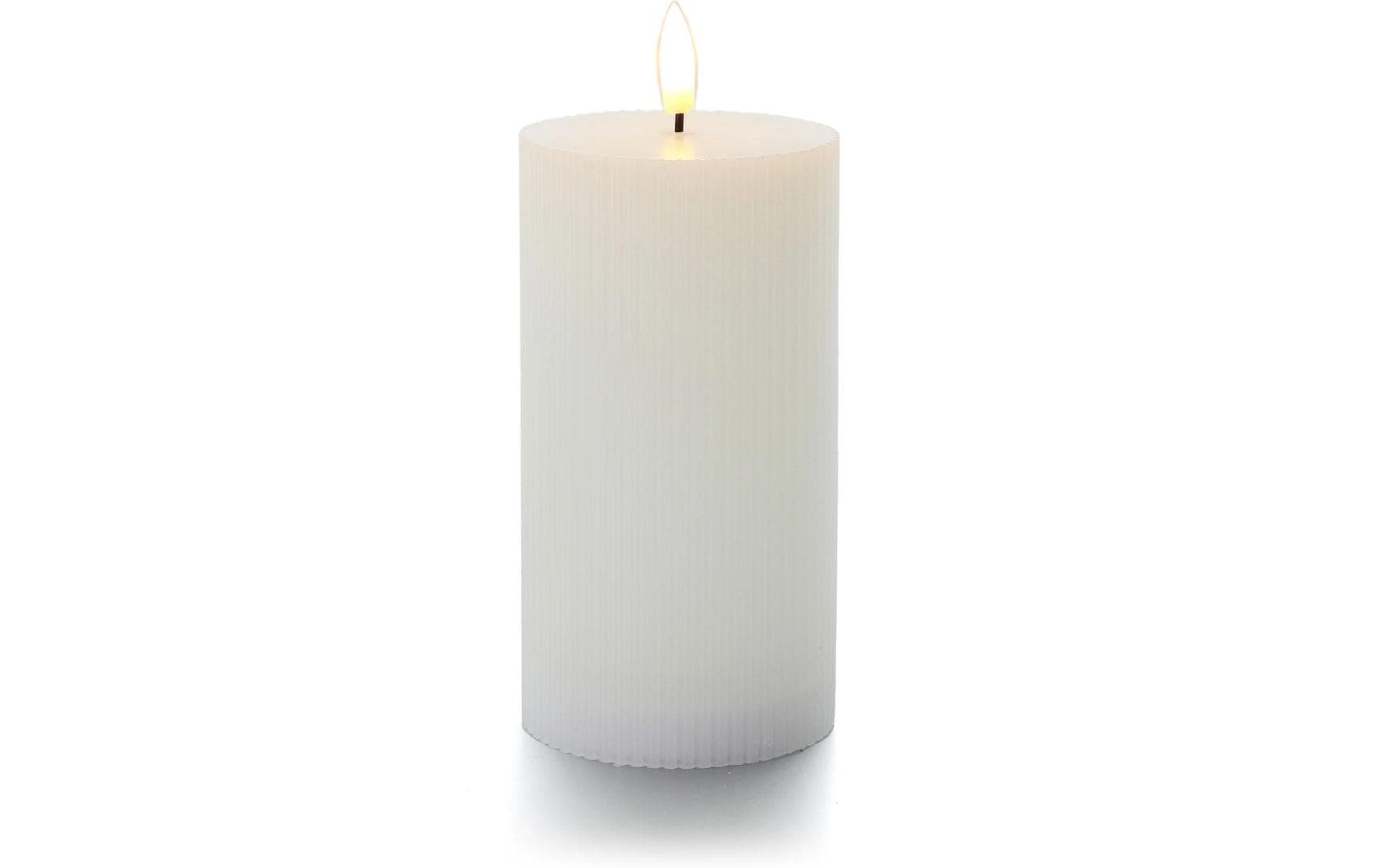 balthasar LED Zylinderkerze Rillen, Weiss – LED-Kerze mit Timer von balthasar