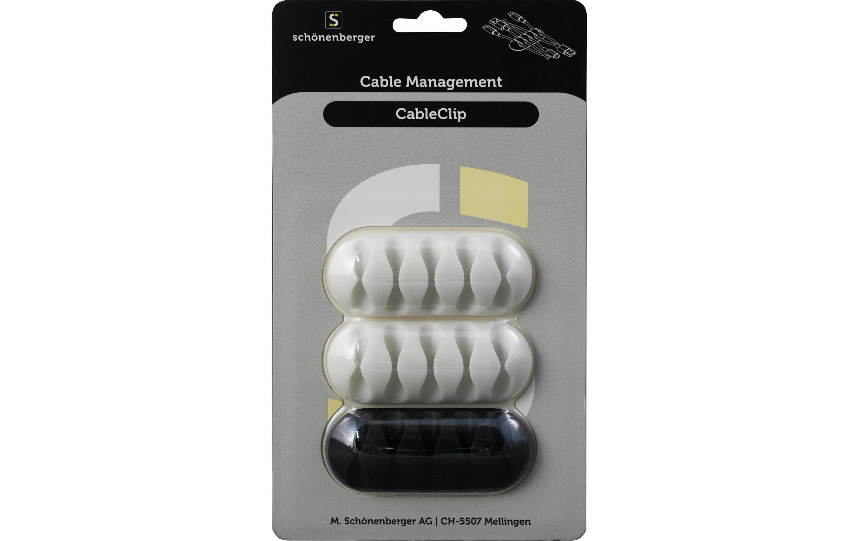 Schönenberger CableClip Kabelhalterungen, 66 mm, Weiss / Schwarz