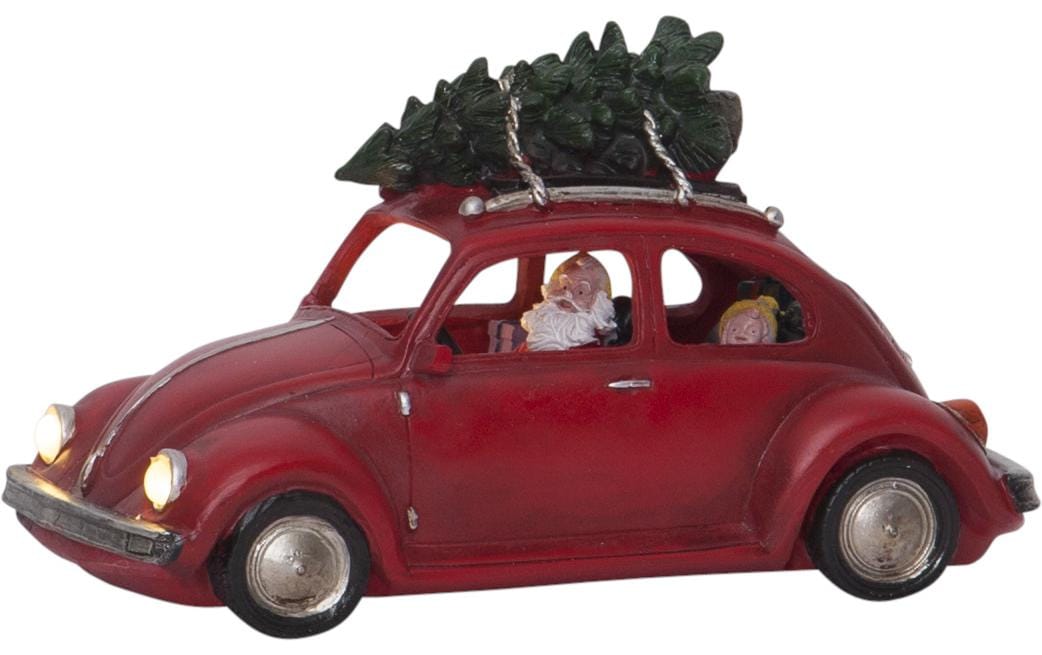 Star Trading Nikolaus im VW-Käfer 3 LED, 25.5 cm, indoor – LED-Weihnachtsdeko mit Timer von Star Trading