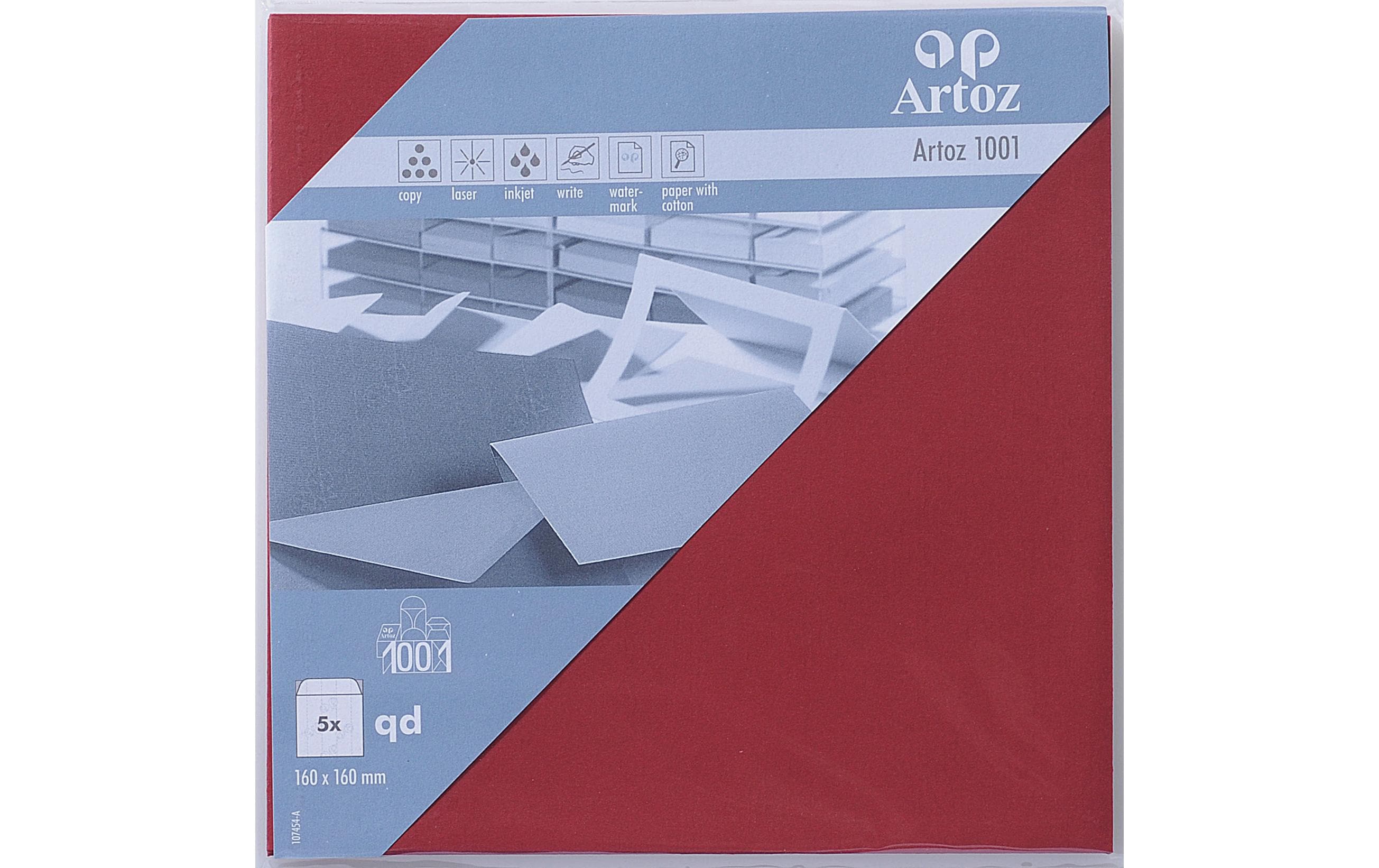 Artoz Couvert 1001, 16 x 16 cm, 5 Stück, Weinrot – Couvert von Artoz