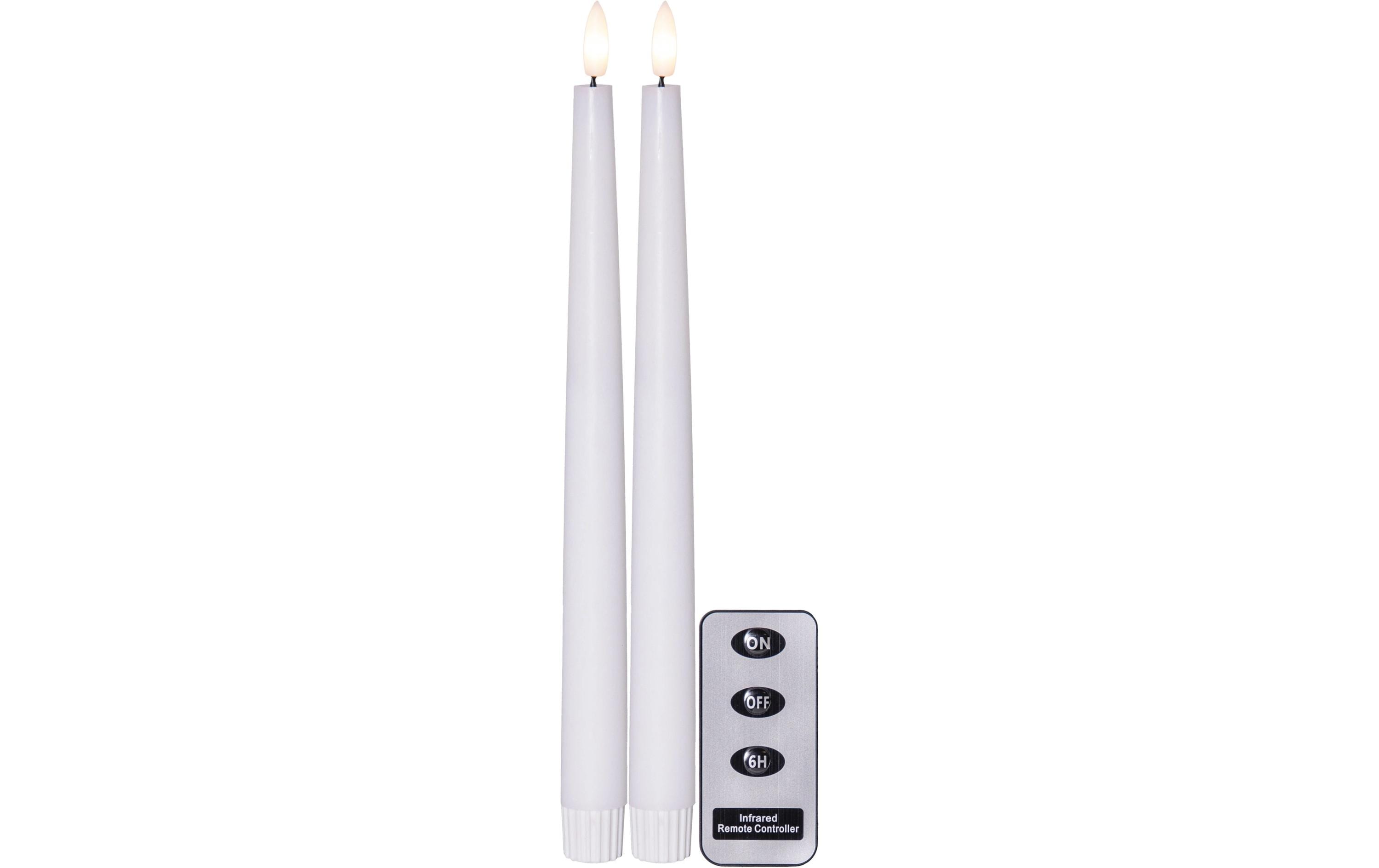 Star Trading LED-Stabkerzen Set Flamme Slim, 2 Stück, Weiss – LED-Stabkerze mit Timer mit Fernbedienung von Star Trading