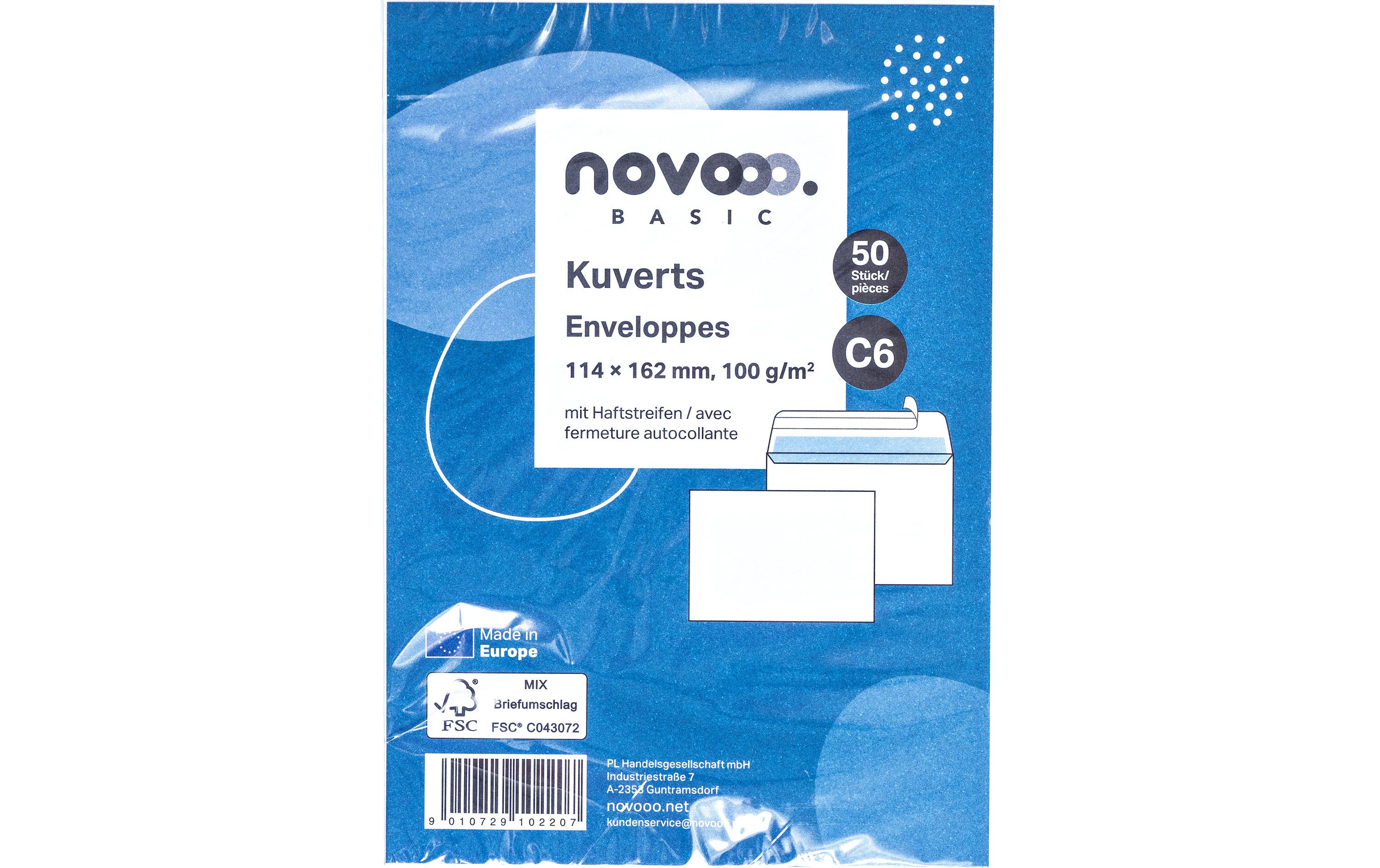 novooo. Couvert o/Fenster C6 Weiss, 50 Stück – Couvert von novooo.