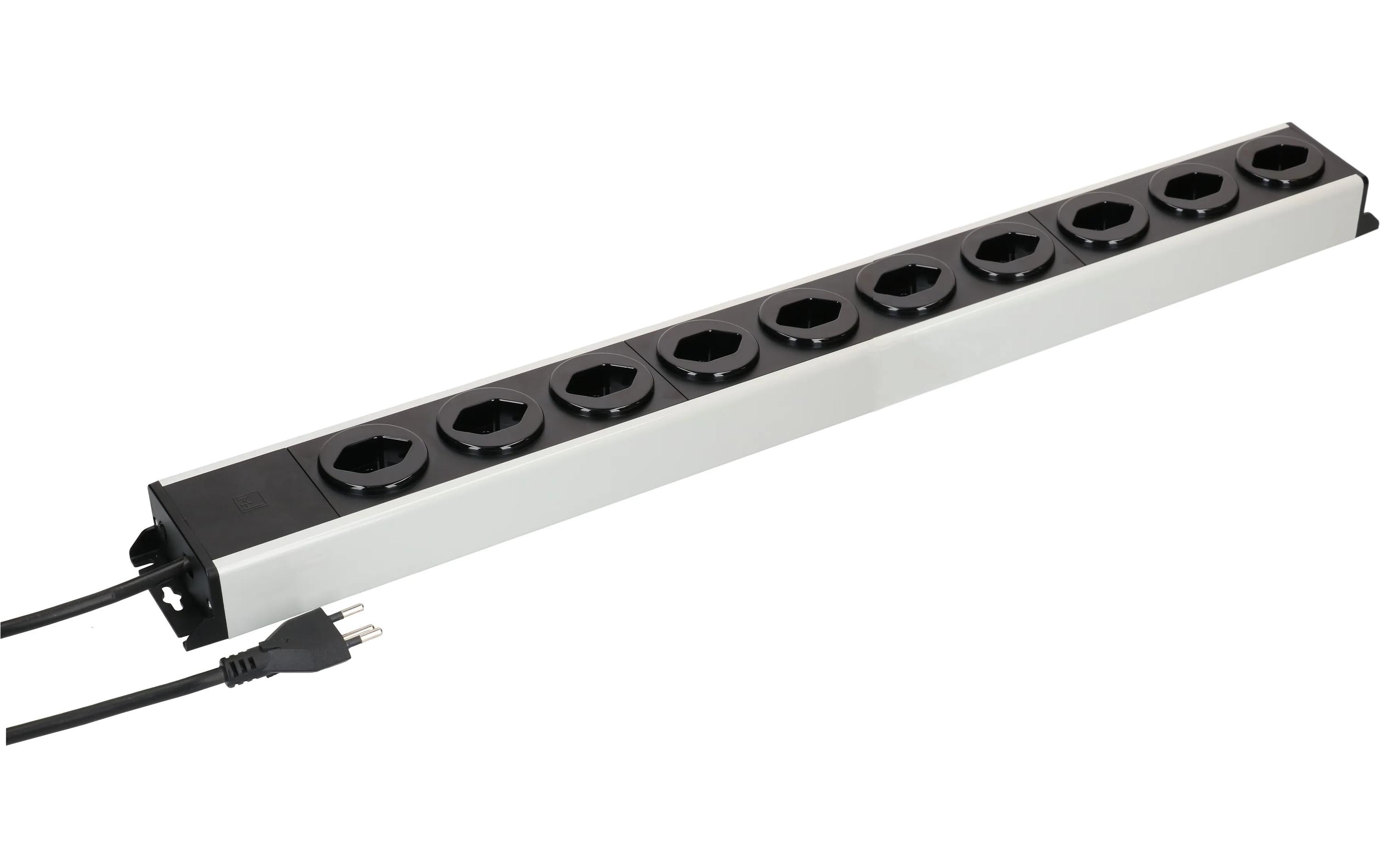 Max Hauri Steckdosenleiste Power Line 10 x T13 1.5m - Grau / Schwarz – Steckerleiste von Max Hauri