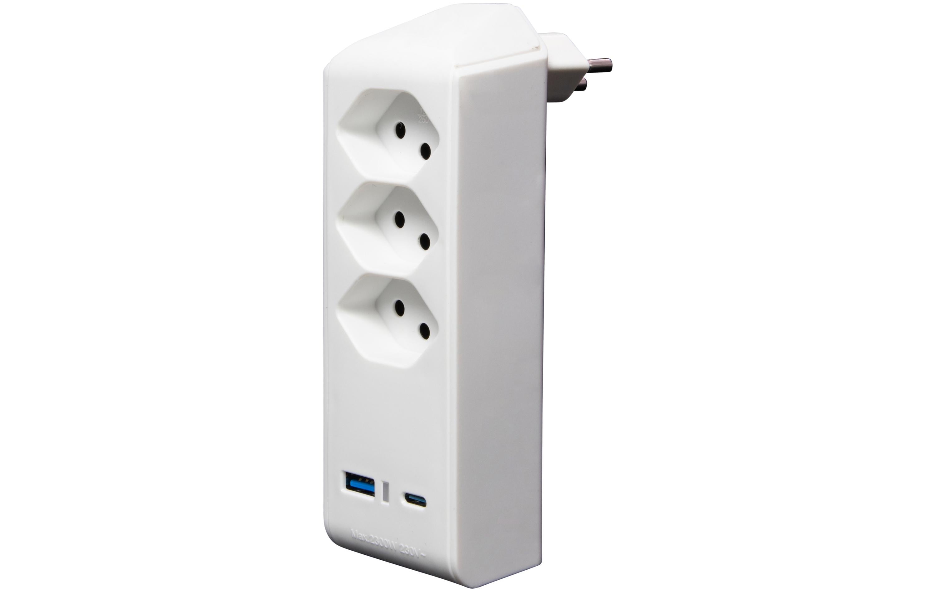 Brennenstuhl Abzweigstecker 3 x T13, 1 x USB A, 1 x USB C, 300° drehbar – Mehrfachstecker von Brennenstuhl