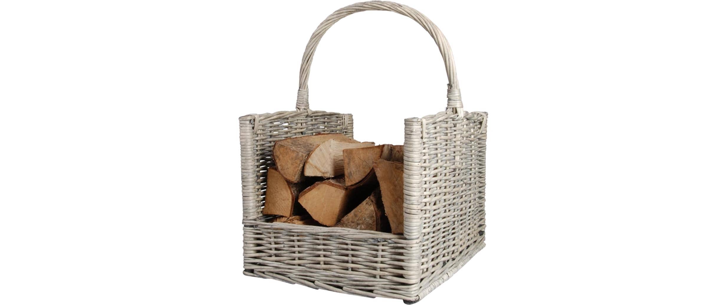 Esschert Design Haardblokkenmand Weide, Grijs, 45.8 x 36 x 51.5 cm