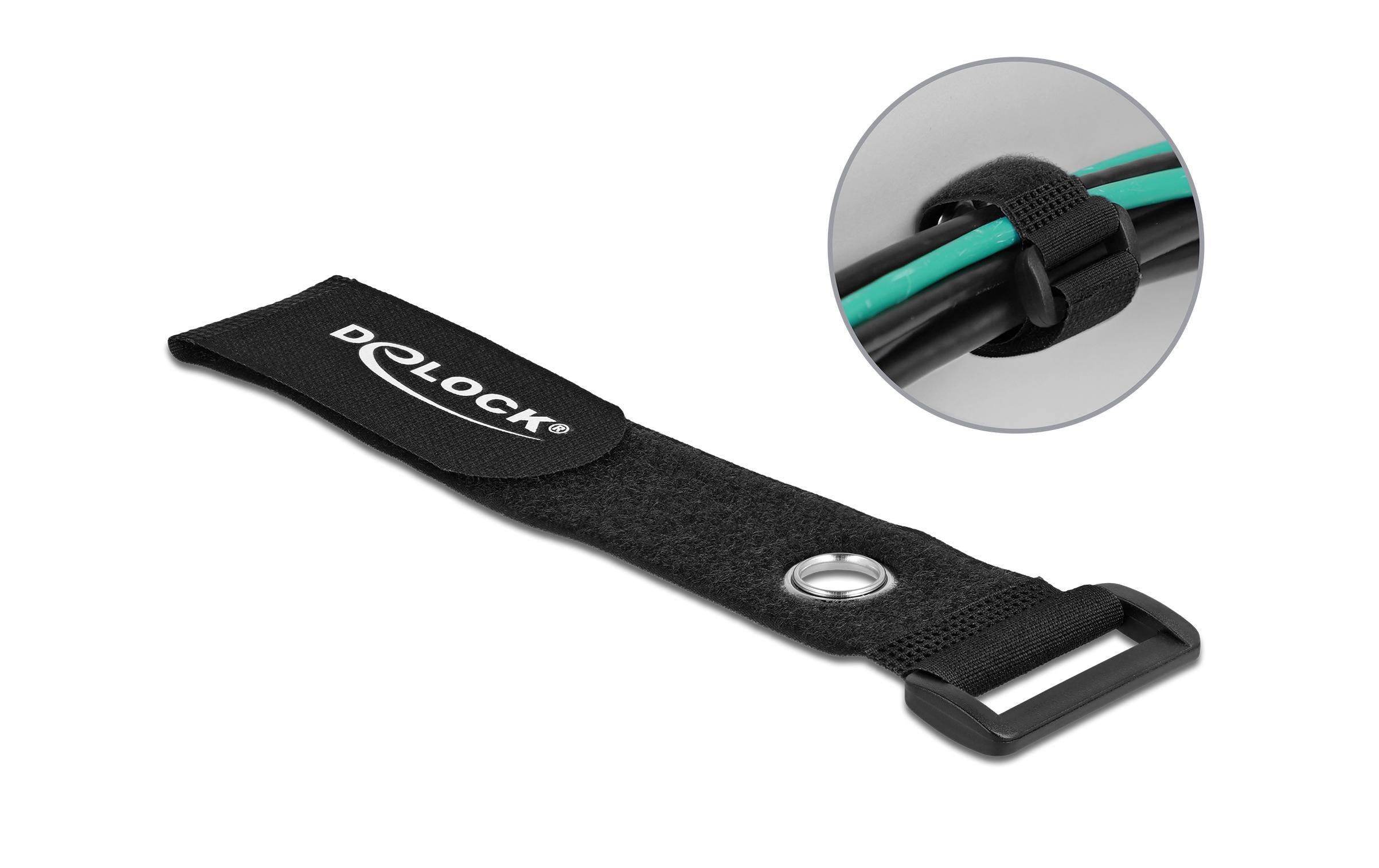 Delock Klettkabelbinder Schwarz 280 mm x 38 mm 3 Stück – Klettkabelbinder von Delock