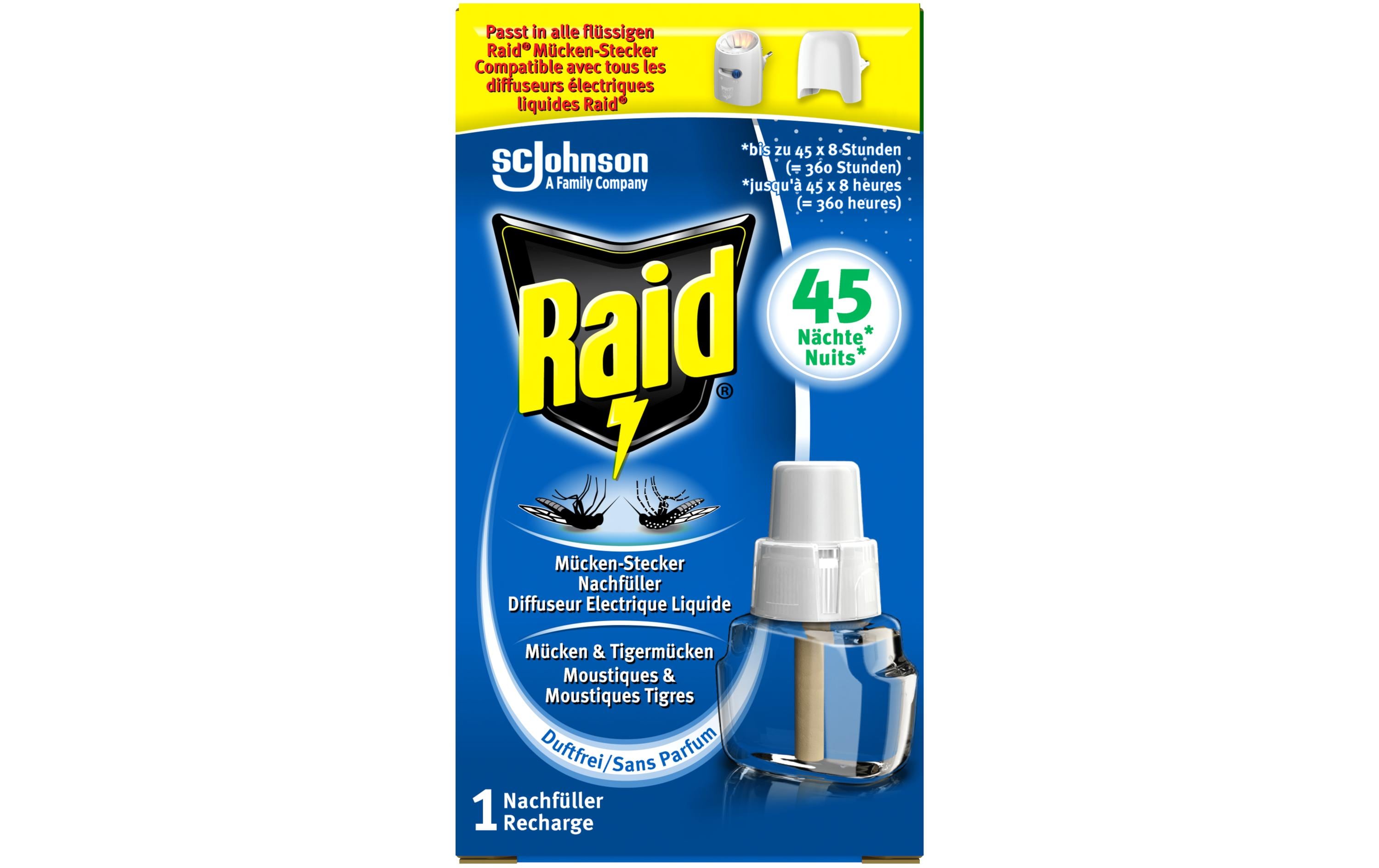 Raid Mückenstecker 45 Nächte Nachfüller, 27 ml