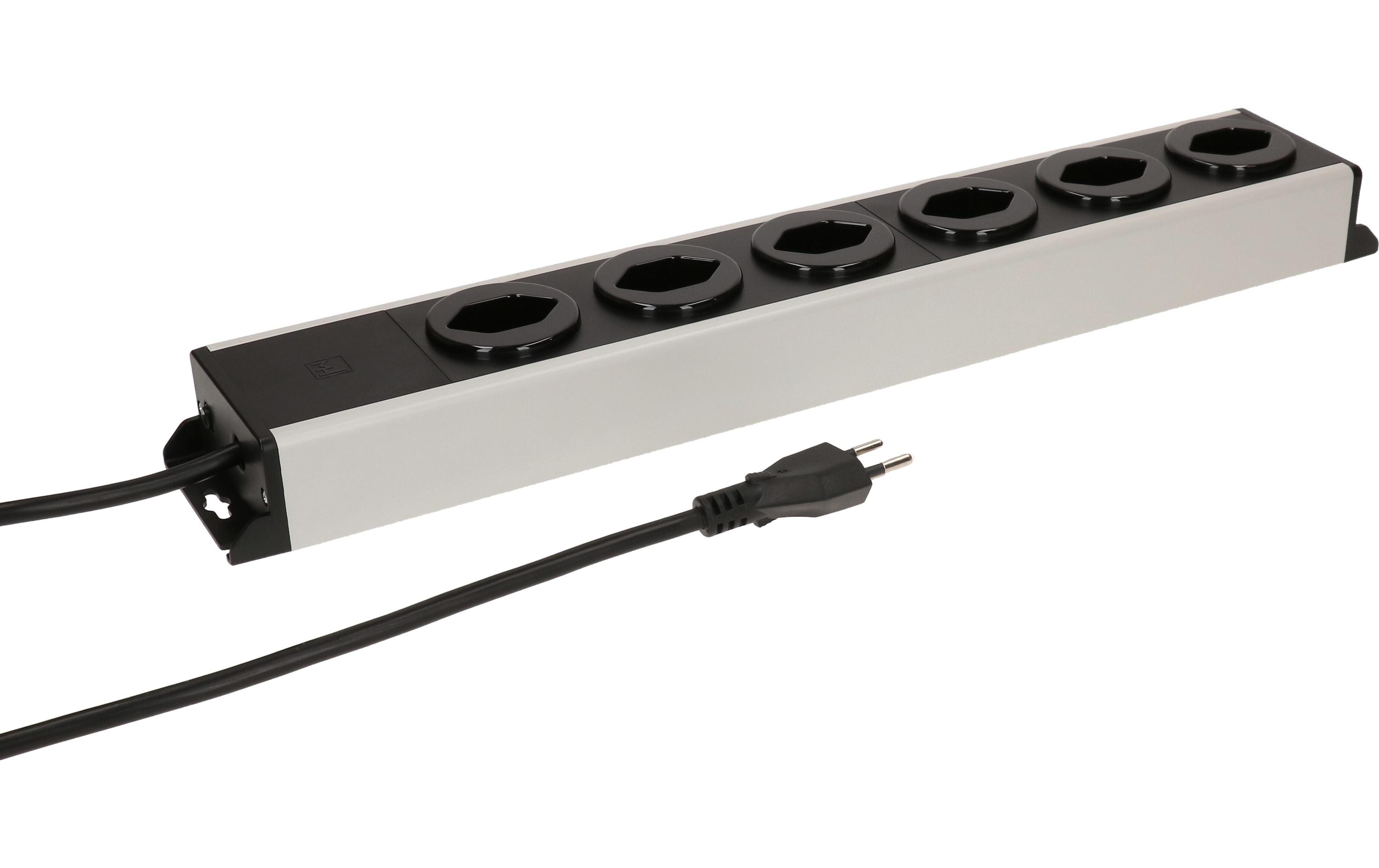 Max Hauri Steckdosenleiste Power Line 6x Typ 13 grau/schwarz 3.0m