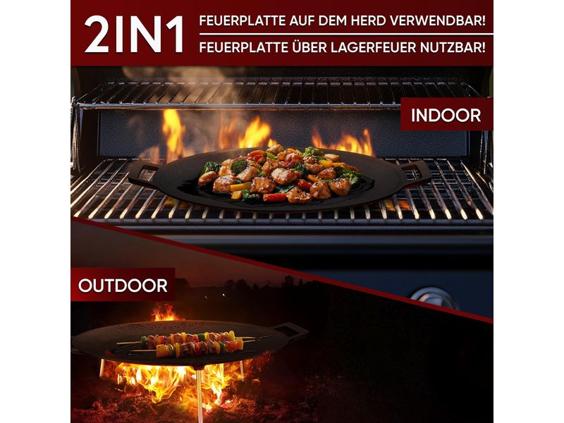 Eingebrannter runde Grillplatte 42cm