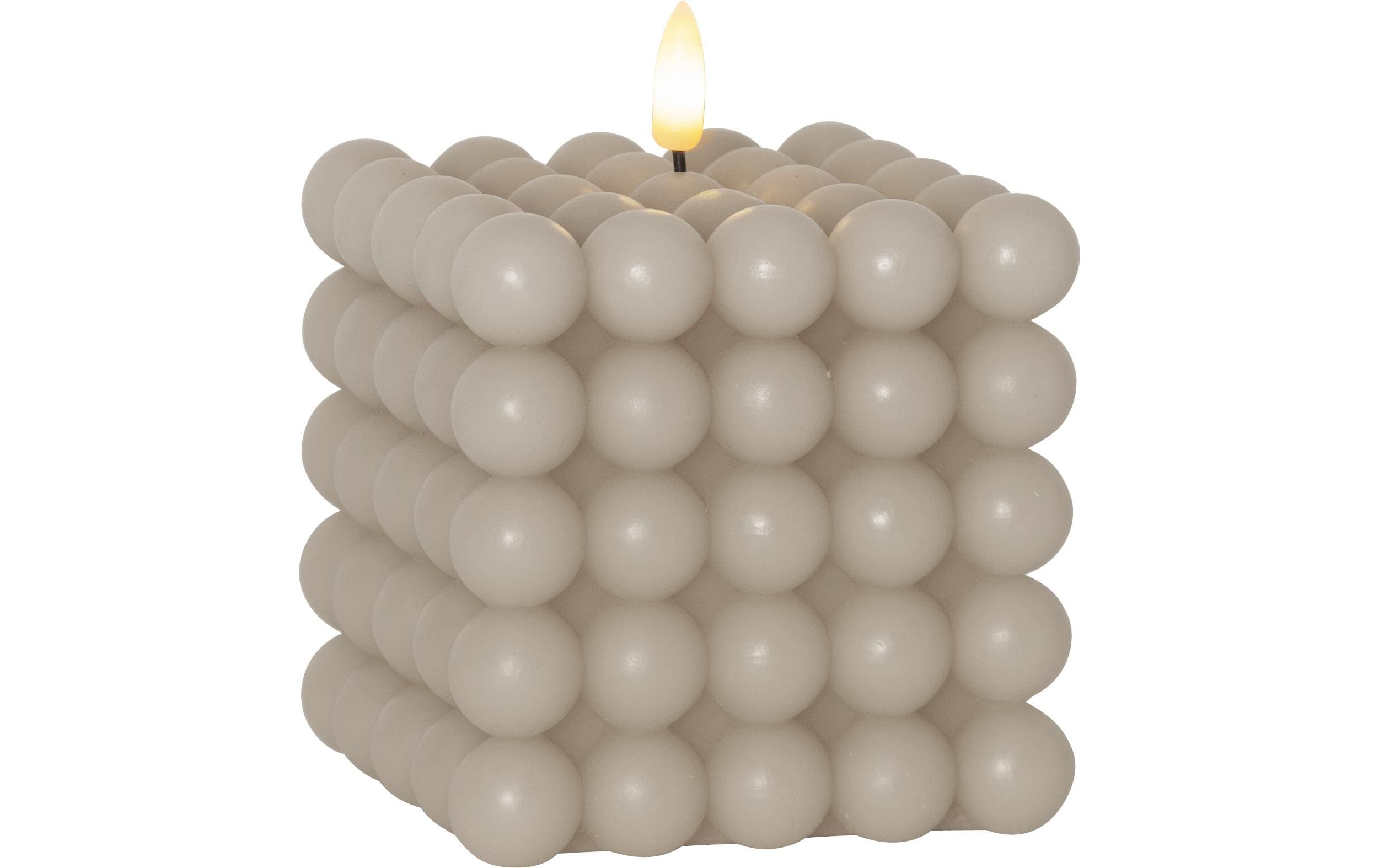 Star Trading LED-Kerze Pillar Flamme Dot, 10 x 12.5 cm, Beige – LED-Kerze mit Timer von Star Trading