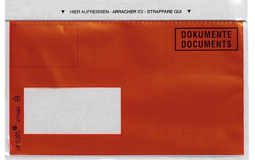 Antalis Dokumententasche C6/5 Druck, Fenster links, 1000 Stück, Rot – Dokumententasche von Antalis