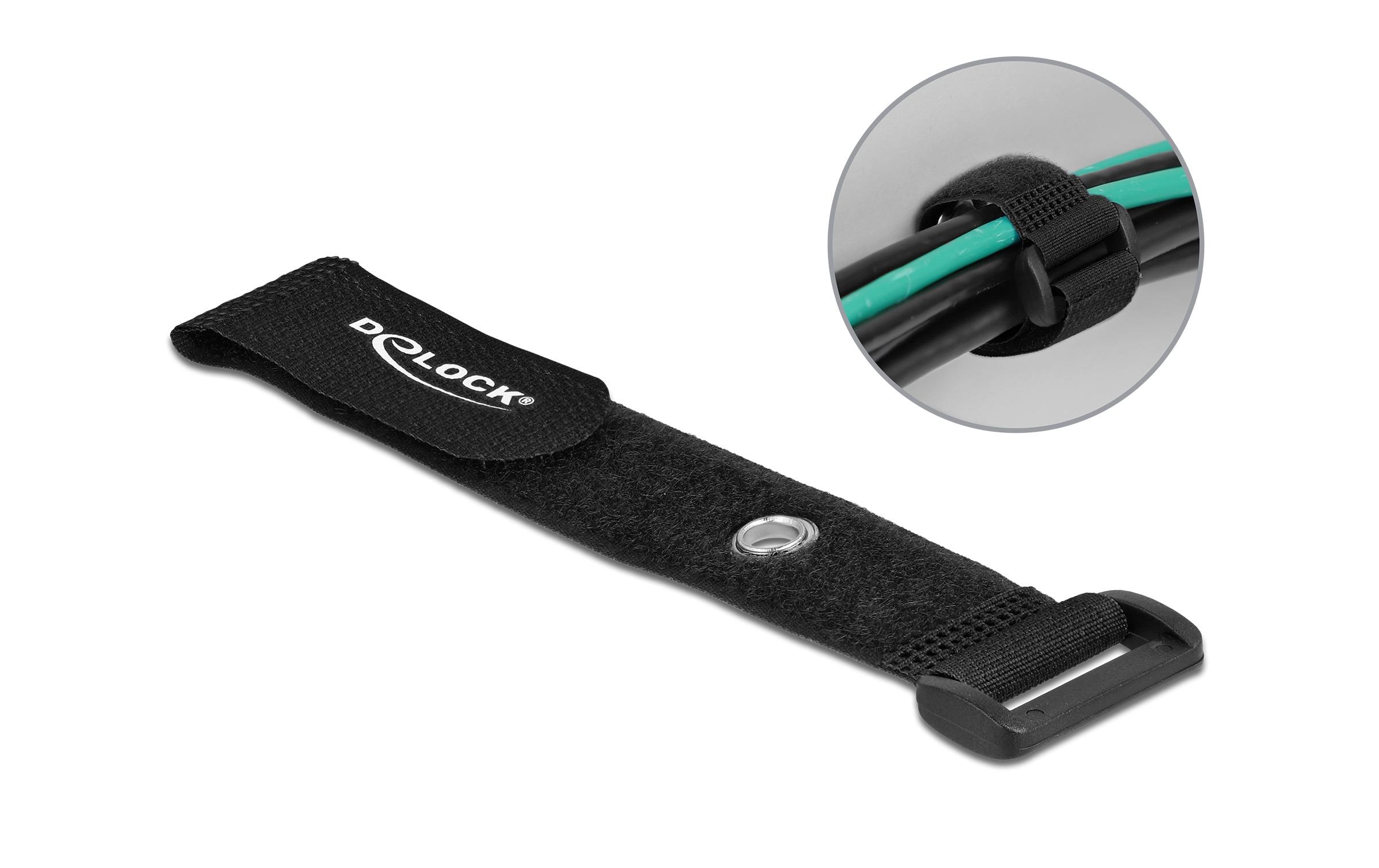 Delock Klettkabelbinder Schwarz 190 mm x 25 mm 5 Stück – Klettkabelbinder von Delock