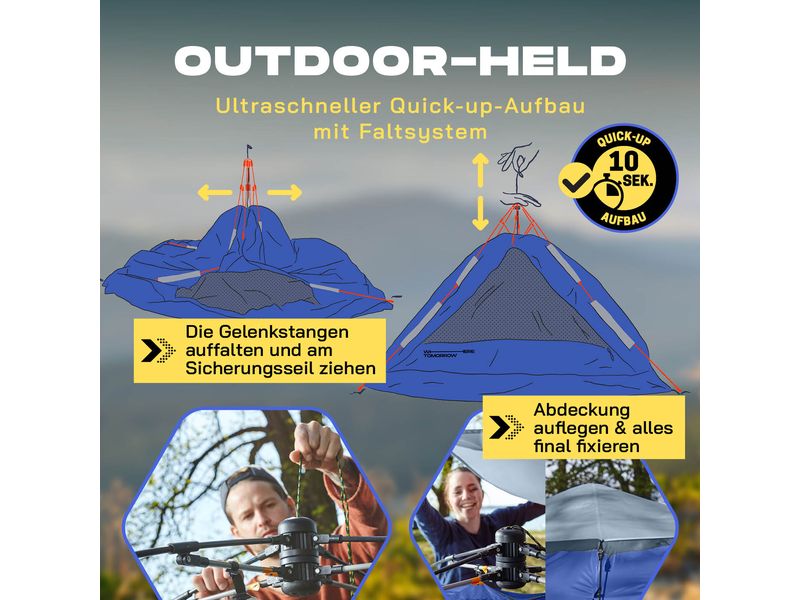 Where Tomorrow 3 Personen Zelt Blau Pop Up