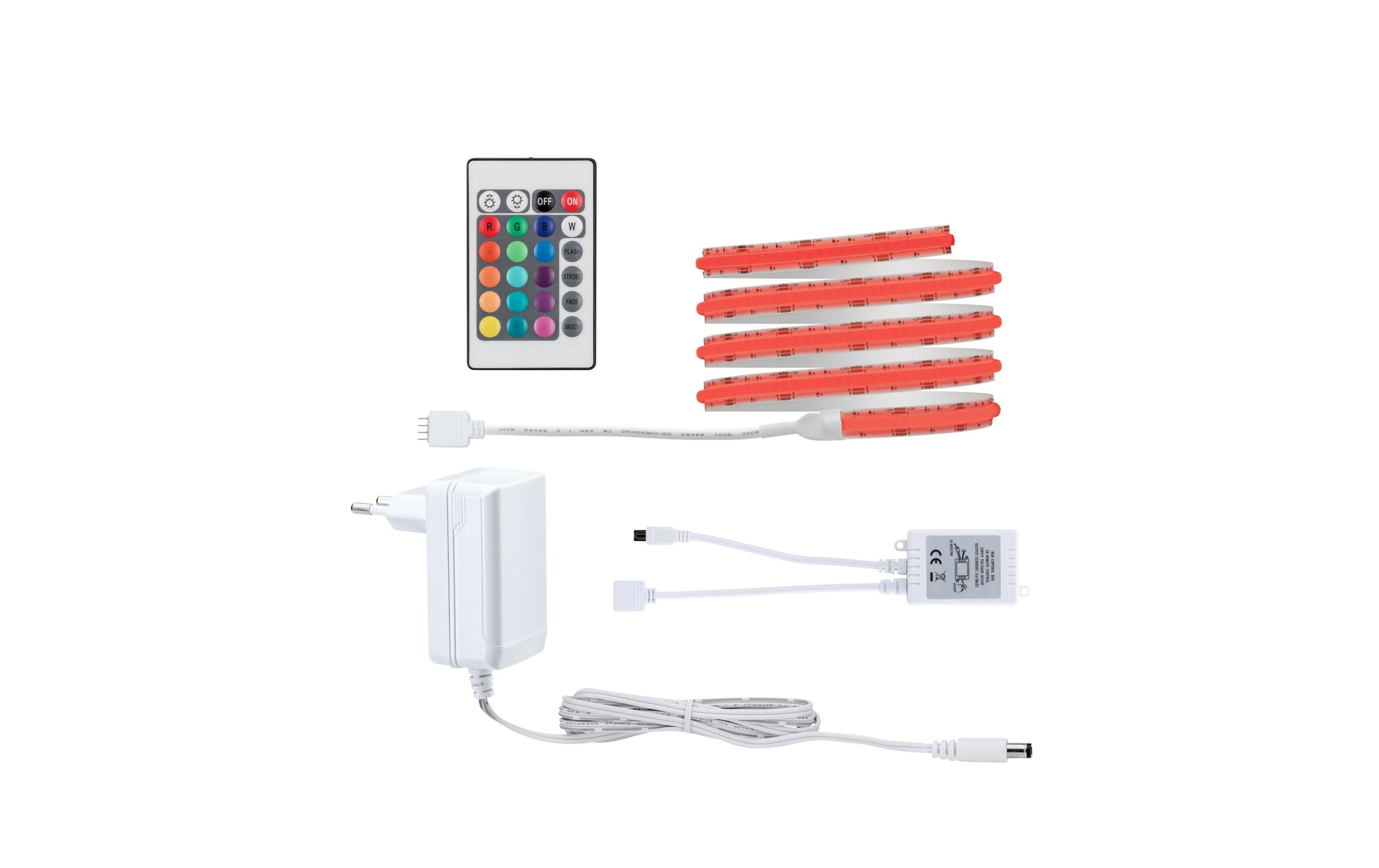 Paulmann LED-Stripe SimpLed Strip Set COB, RGB, 1.5 m, Weiss – LED-Streifen RGB mit Netzteil von Paulmann