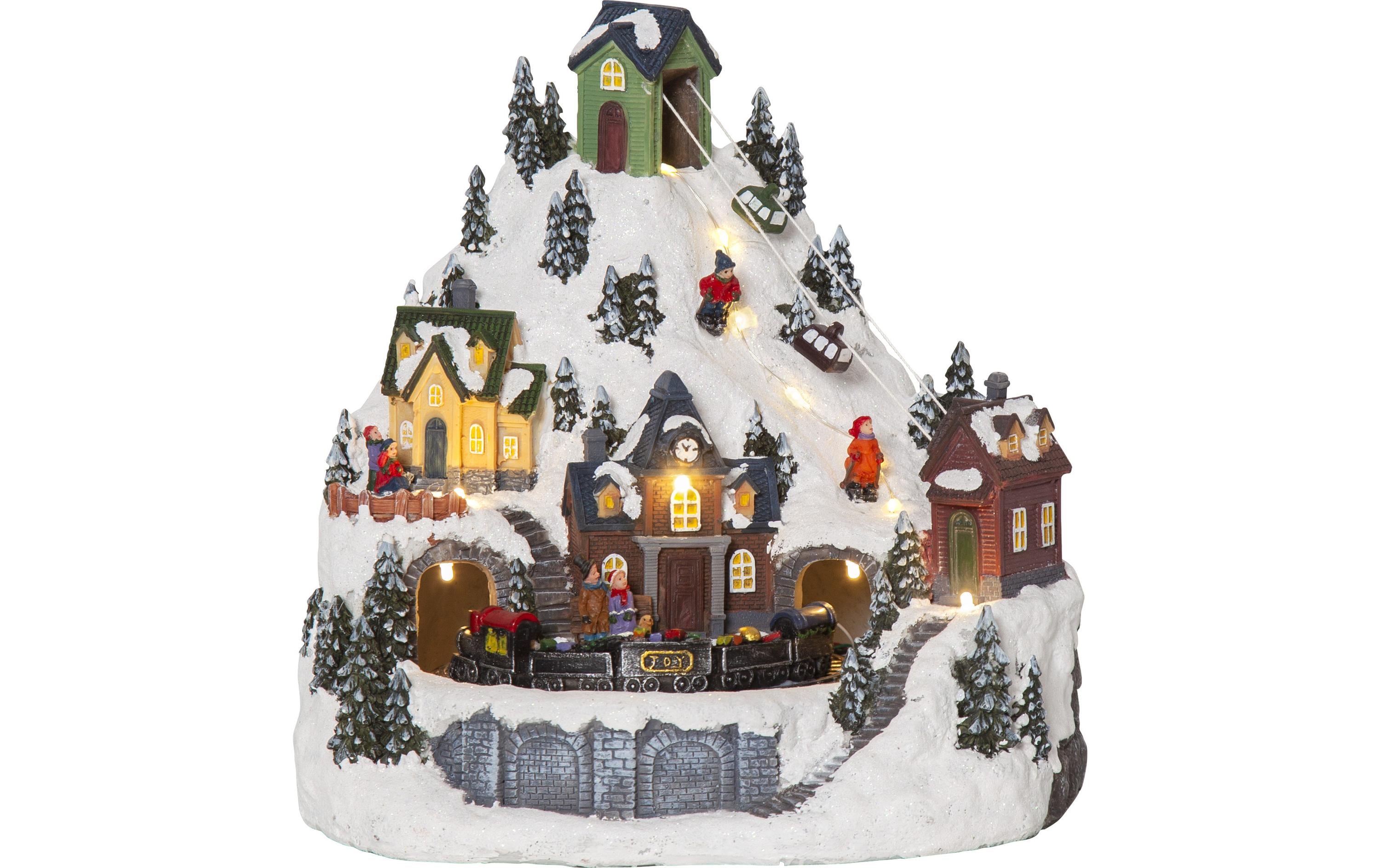 Star Trading LED-Figur Landschaft Alpville, 24.5 x 23.5 cm, Mehrfarbig – LED-Weihnachtsfigur mit Timer von Star Trading