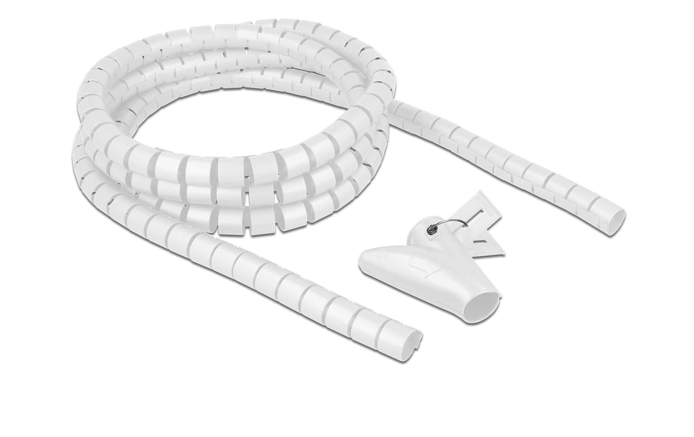 Delock Spiroschlauch mit Einziehwerkzeug, 2.5 m x 20 mm Weiss – Spiralschlauch von Delock