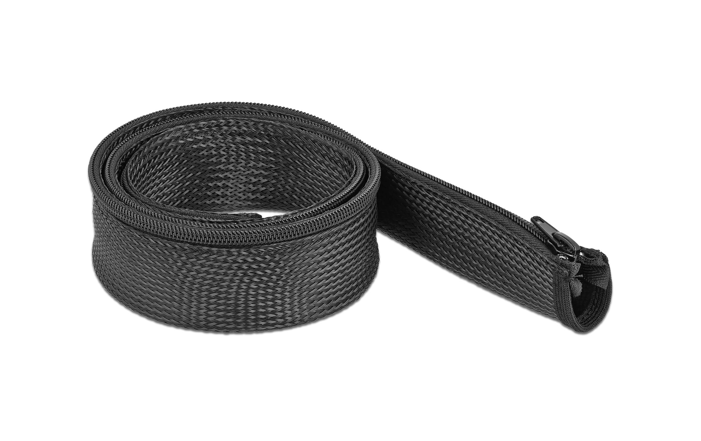 Delock Kabelschlauch 1 m x 50 mm, mit Reissverschluss Schwarz – Kabelschlauch von Delock