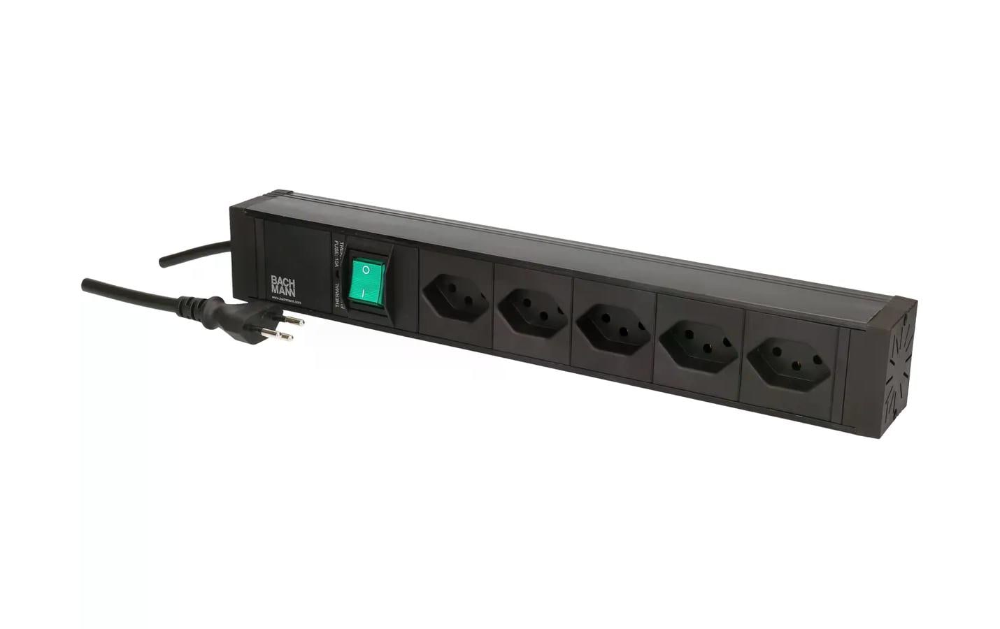 Bachmann Steckdosenleiste PDU 5x T13, >1HE Schalter, Schwarz