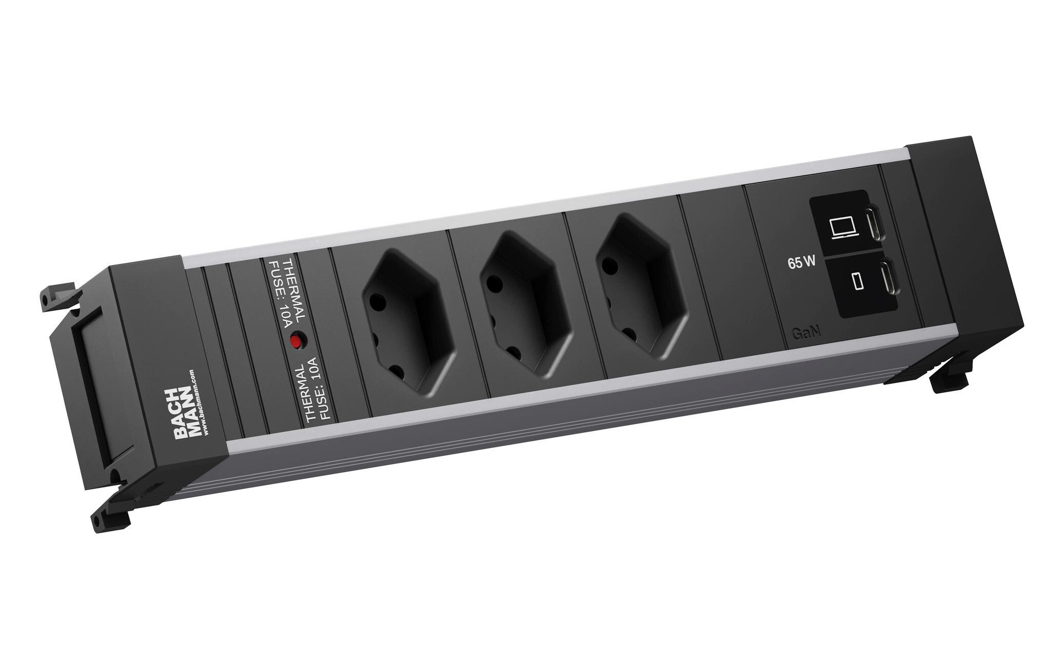 Bachmann Einbausteckerleiste POWER FRAME M 3xT13 1xUSB C/C 65W 0.2m – Einbausteckdose von Bachmann