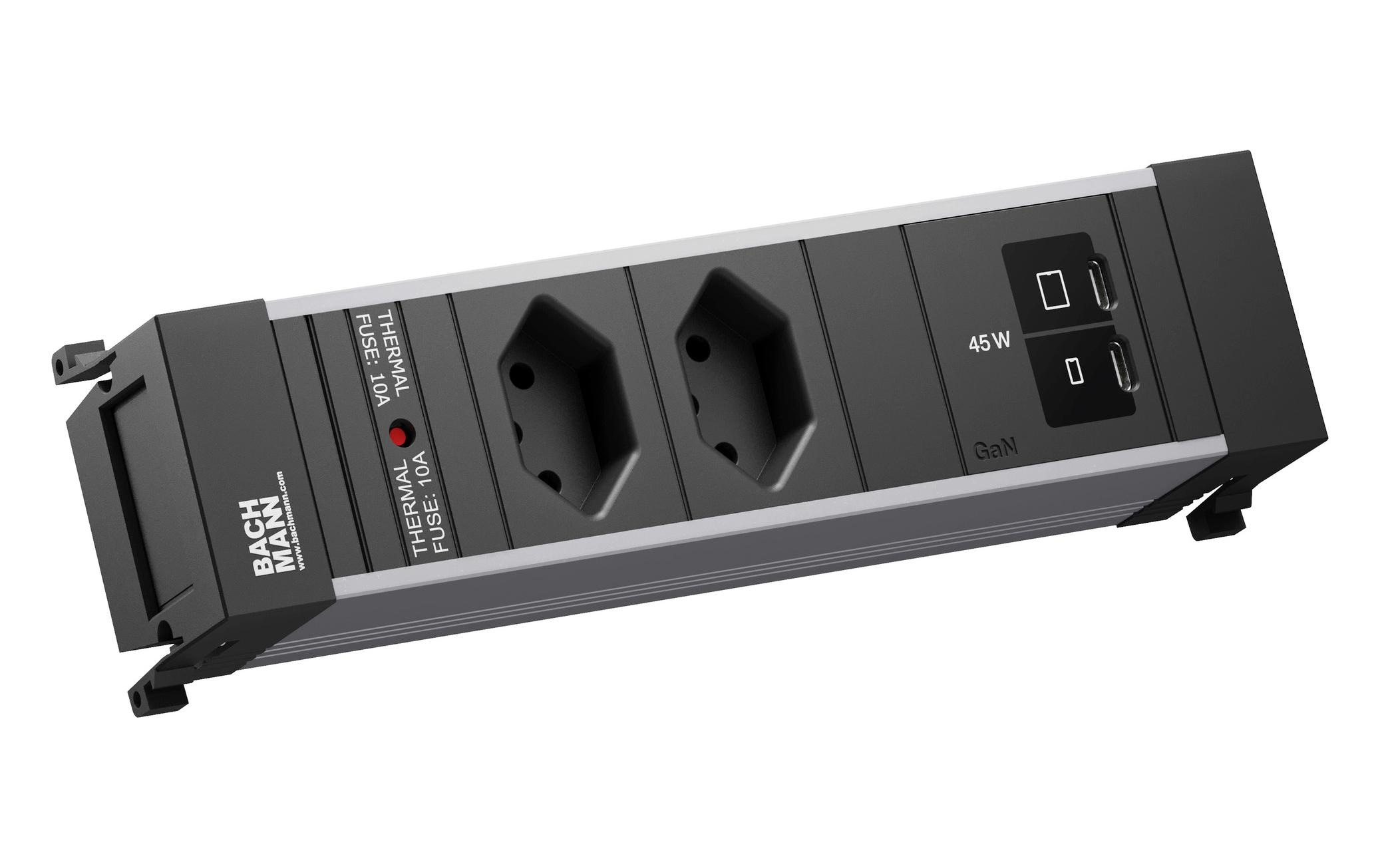Bachmann Einbausteckerleiste POWER FRAME S 2xT13 1xUSB C/C 45W 0.2m – Einbausteckdose von Bachmann