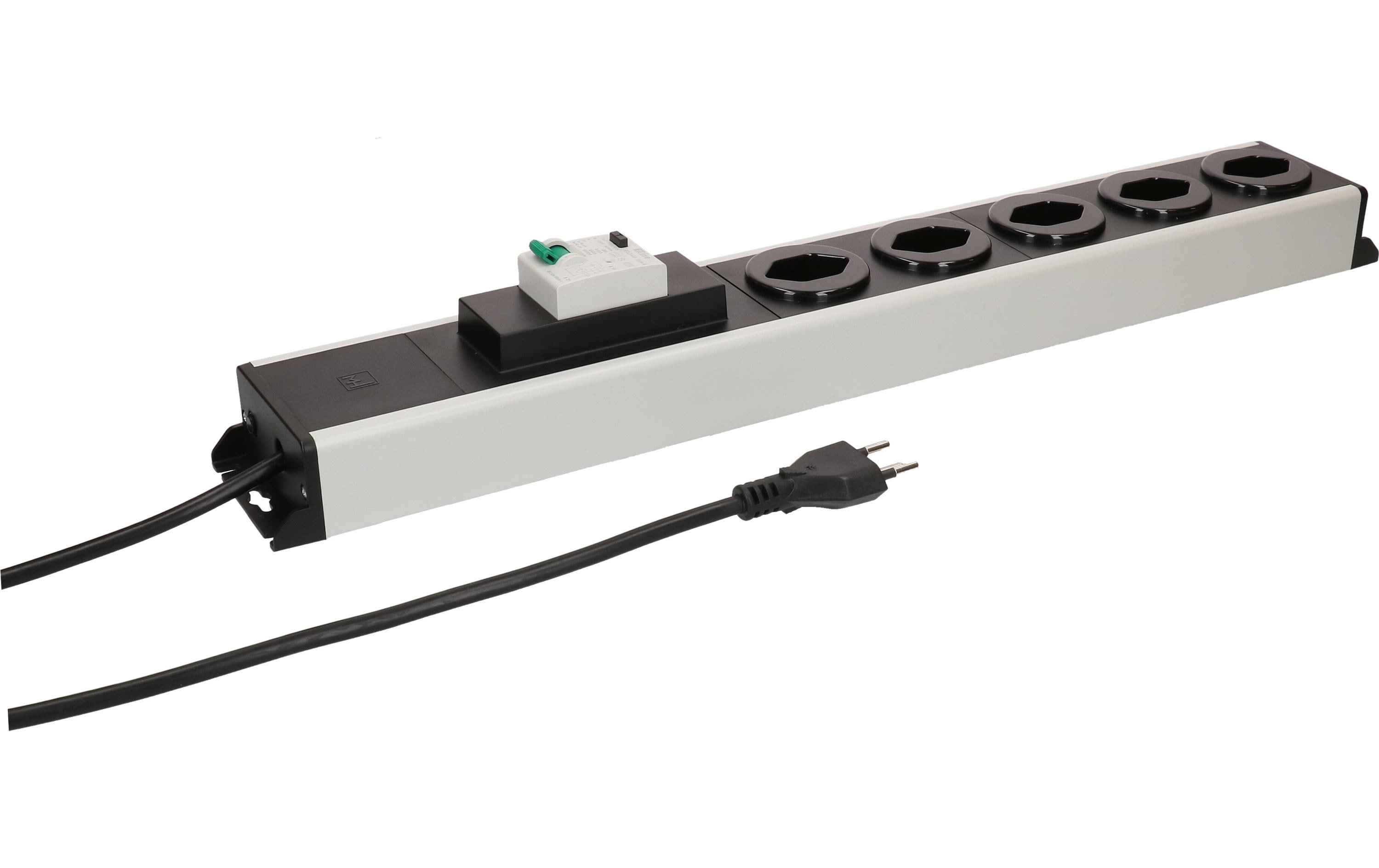 Max Hauri Steckdosenleiste Power Line 5 x Typ 13 1.5m , Schwarz/Grau – Steckerleiste von Max Hauri