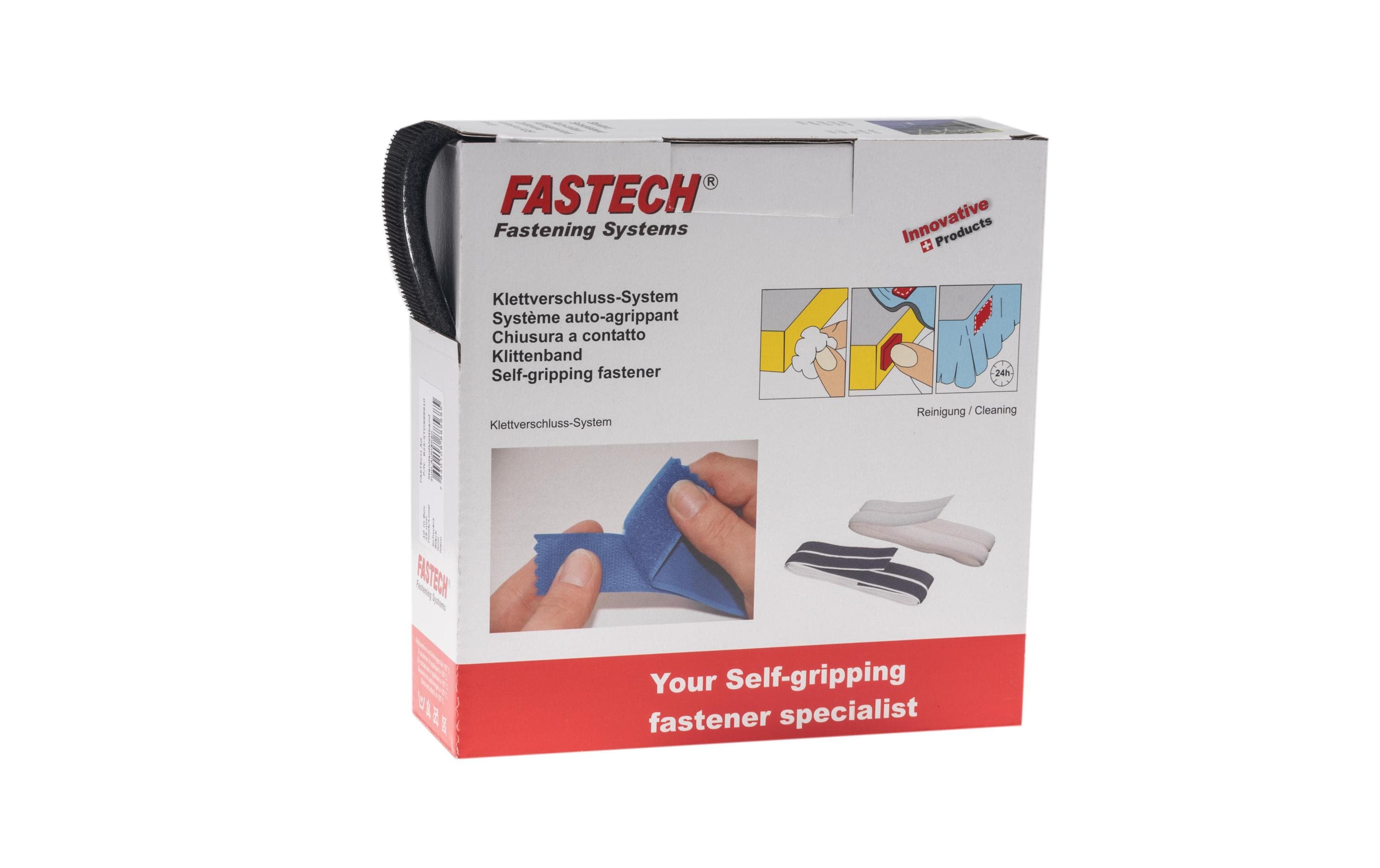 FASTECH Klettband-Box 25 mm x 10 m, Schwarz – Klettband-Rolle von FASTECH