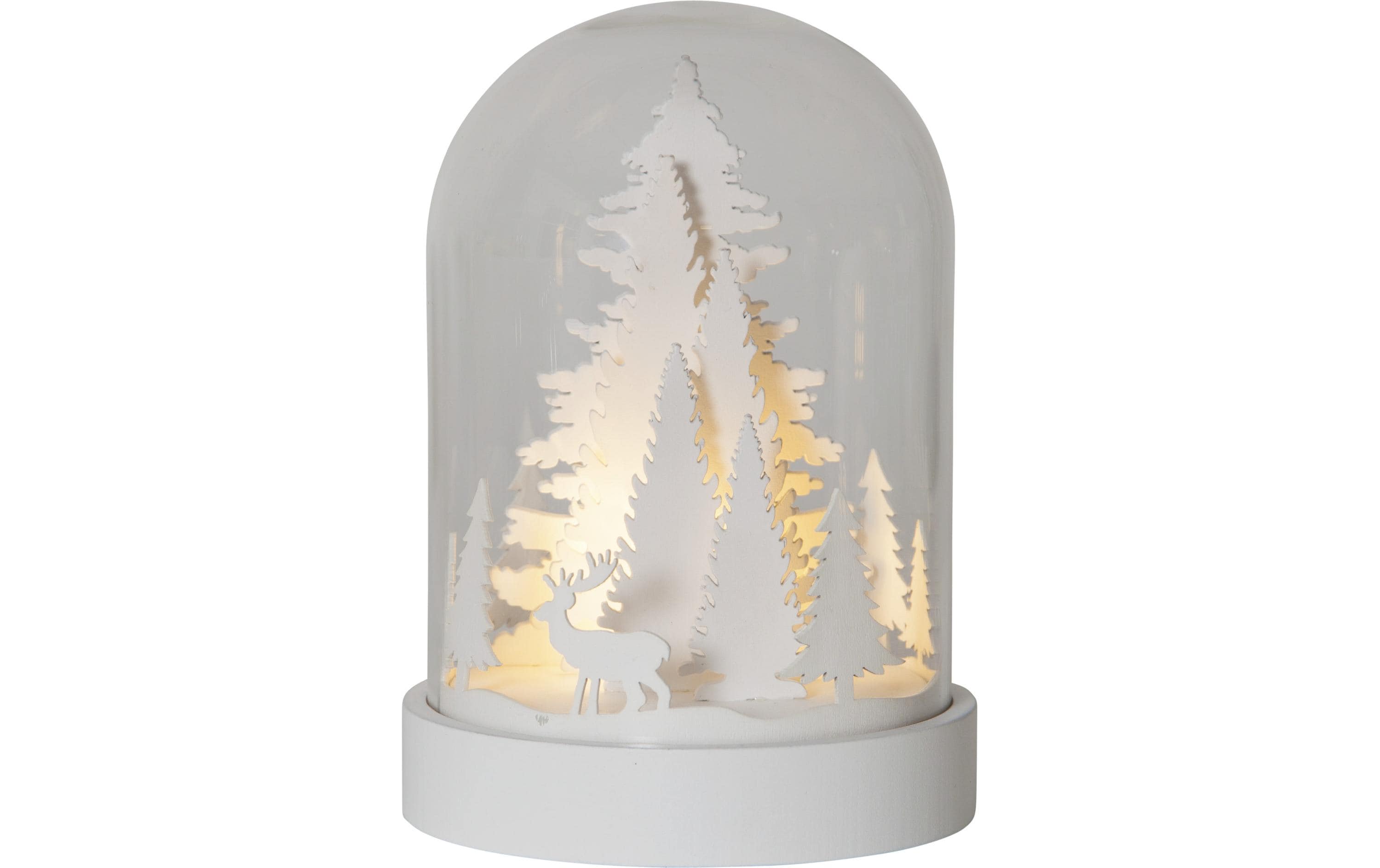 Star Trading Schneekugel Kupol Winterwald 17.5 cm, Weiss – LED-Schneekugel von Star Trading