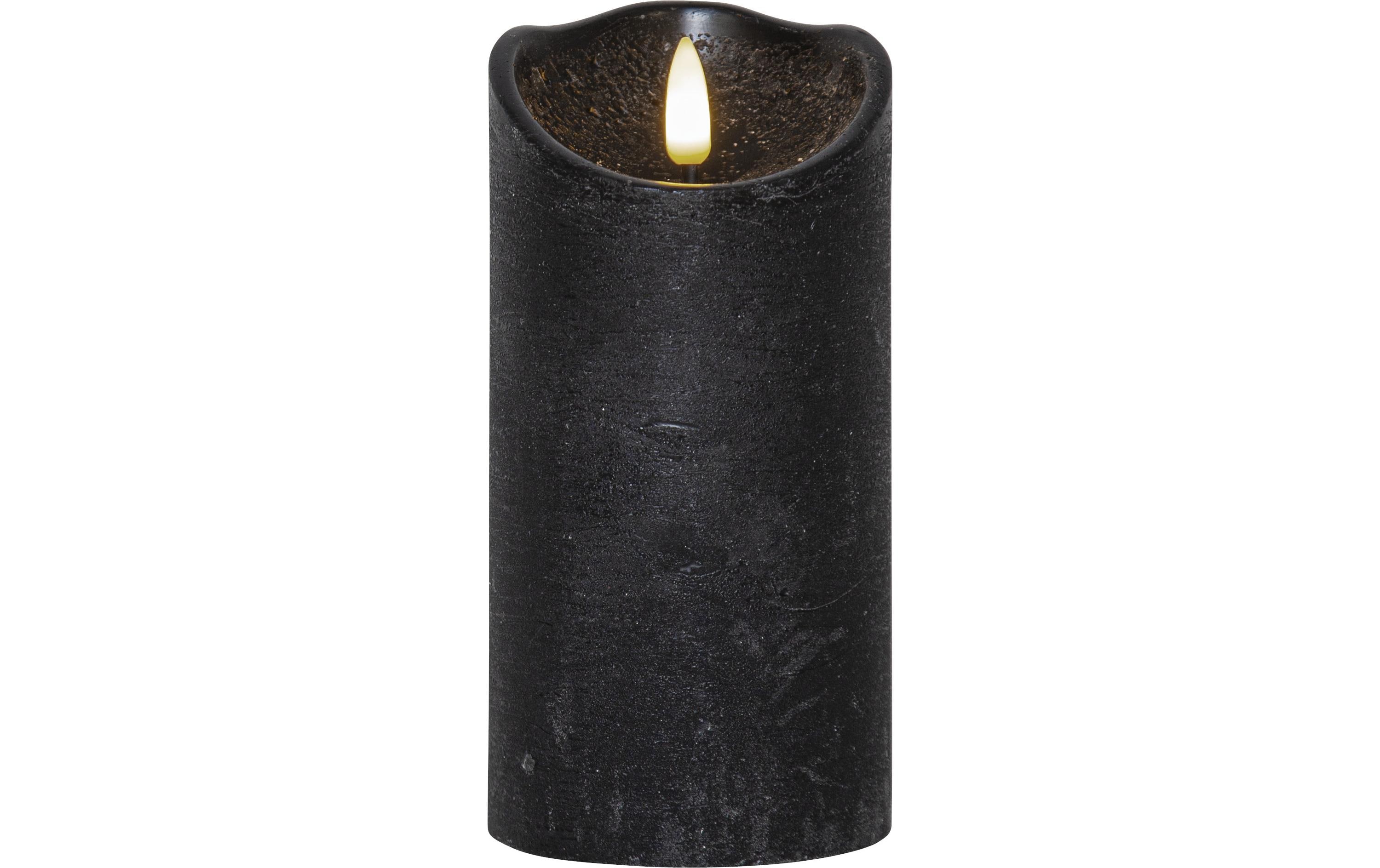 Star Trading LED-Kerze Flamme Rustic, Ø 7.5 x 15 cm, Schwarz – LED-Kerze mit Timer von Star Trading
