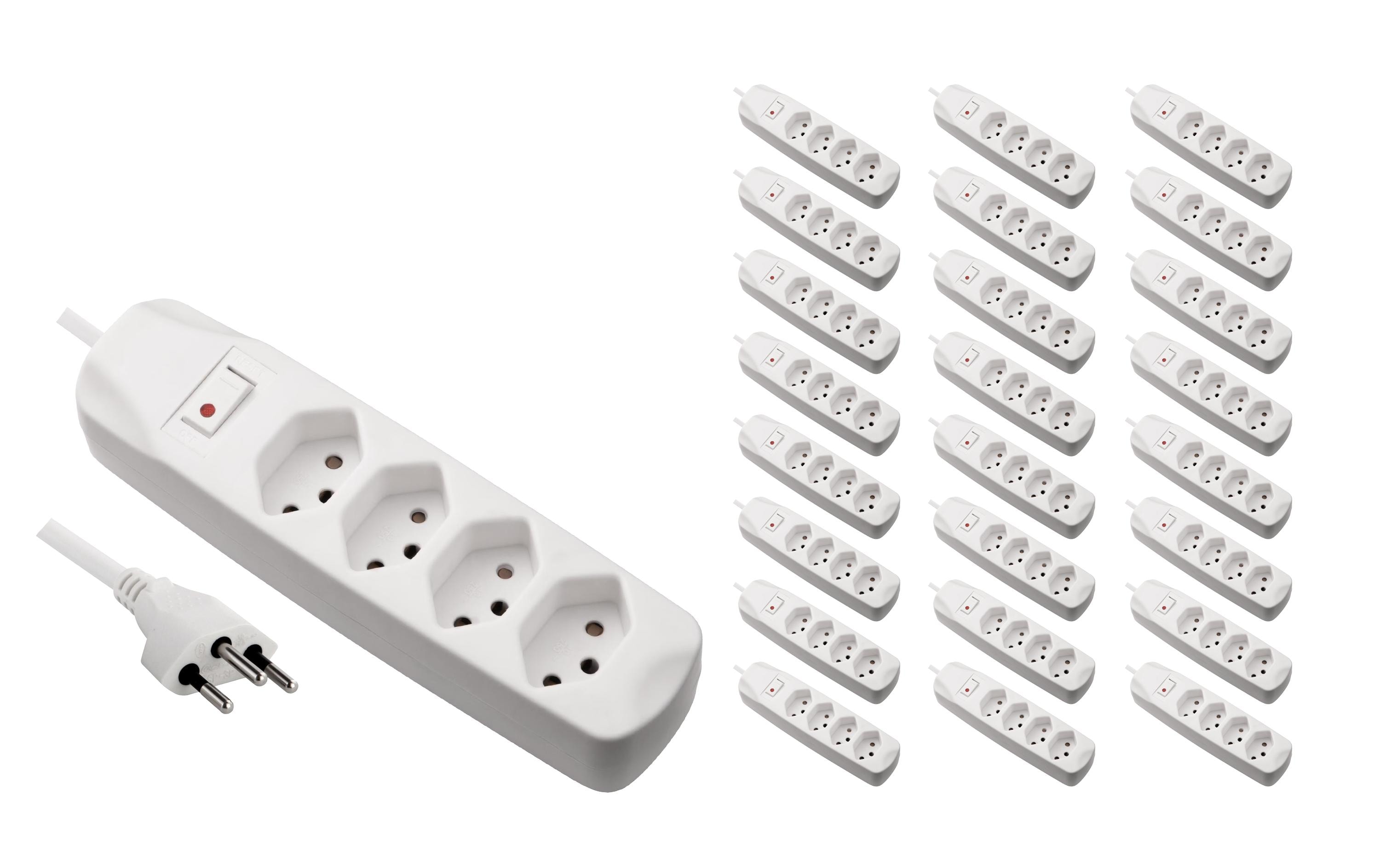 FURBER.power Steckdosenleiste 4x T13 mit Schalter, 25 Stück, Weiss – Steckerleiste von FURBER.power
