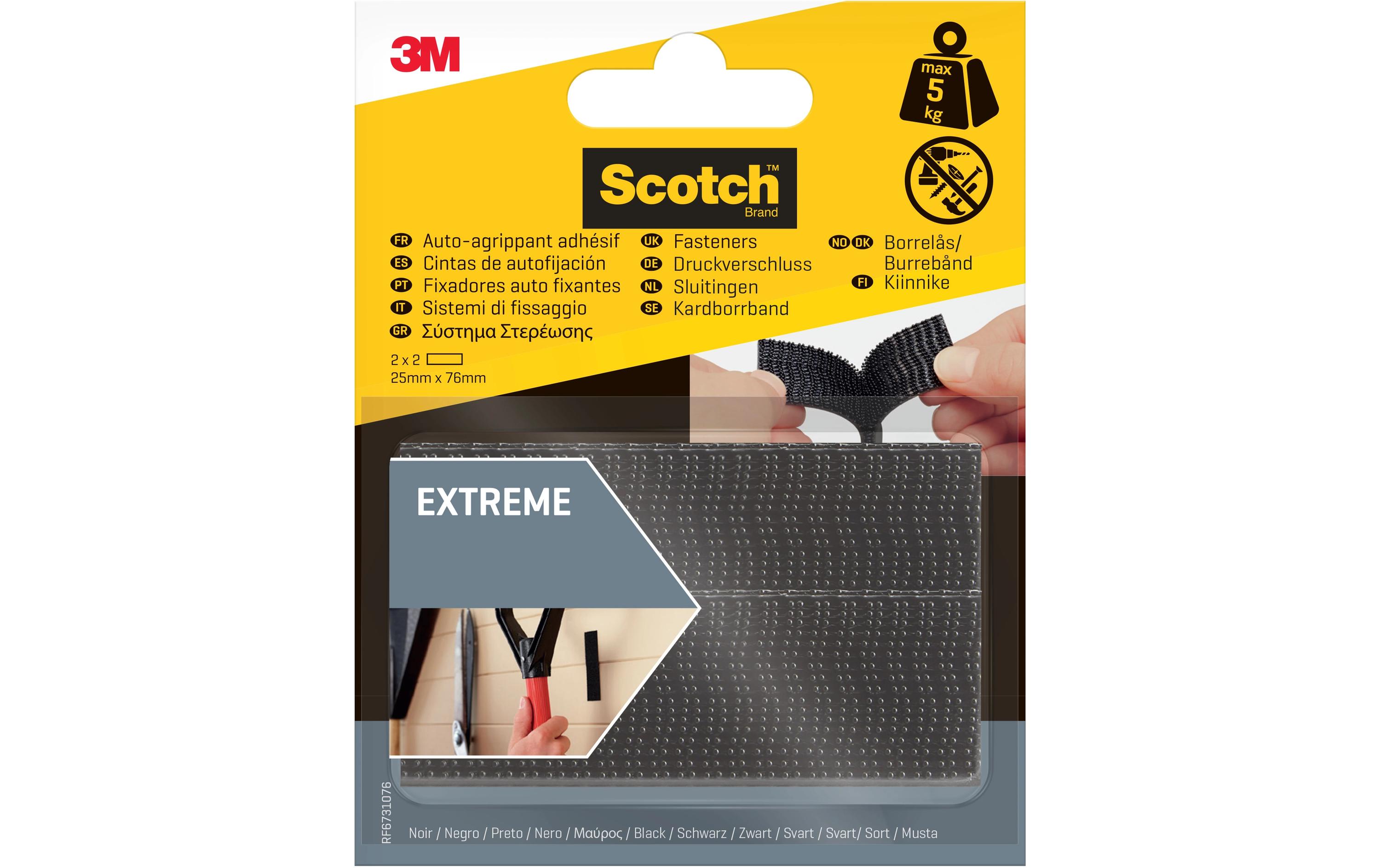Scotch Klettband Dual Lock Extreme, 25mm x 76mm Schwarz – Klettband von Scotch