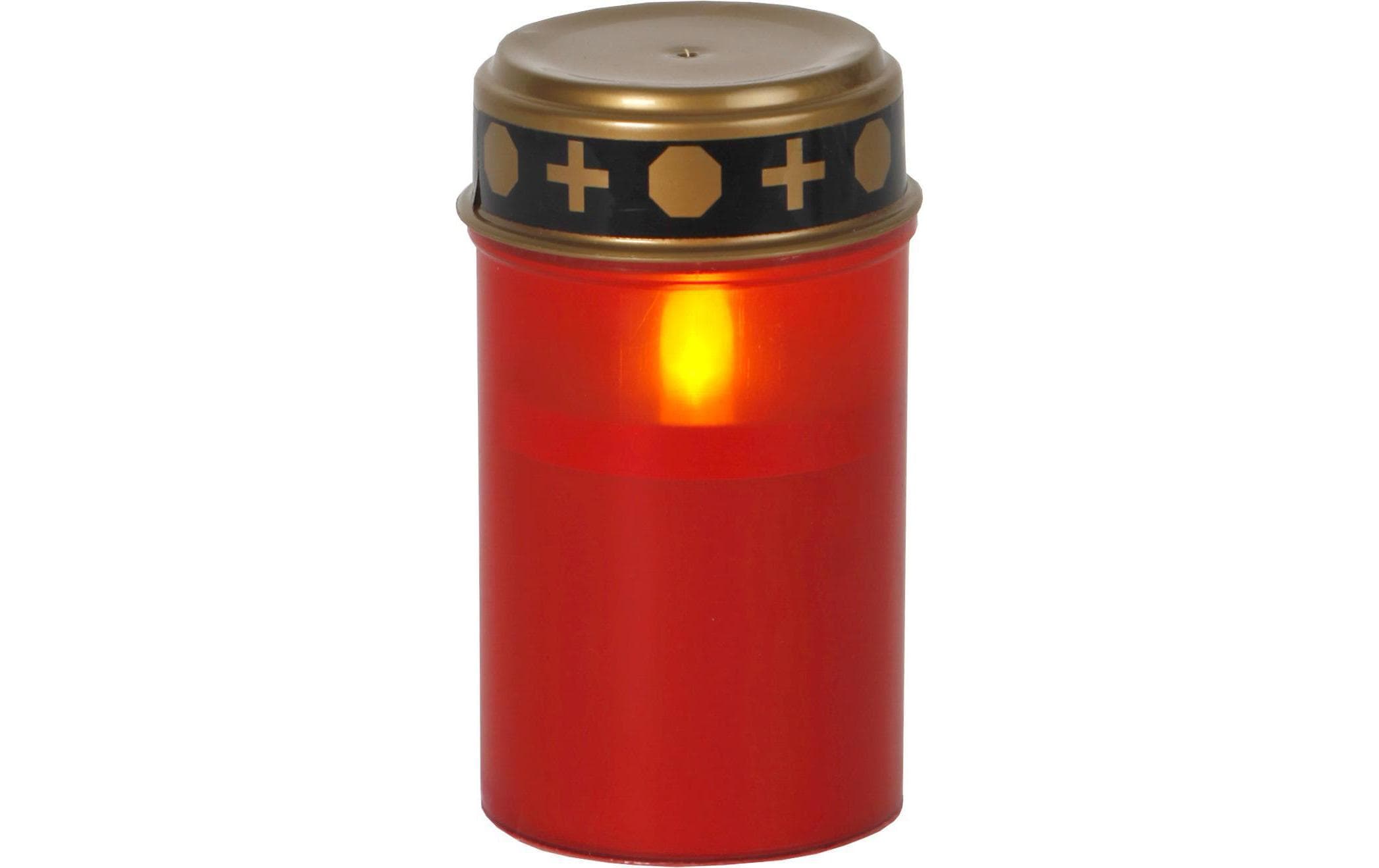 Star Trading LED Grabkerze Serene Ø 7 x 12 cm, Rot – LED-Grabkerze mit Timer für aussen von Star Trading