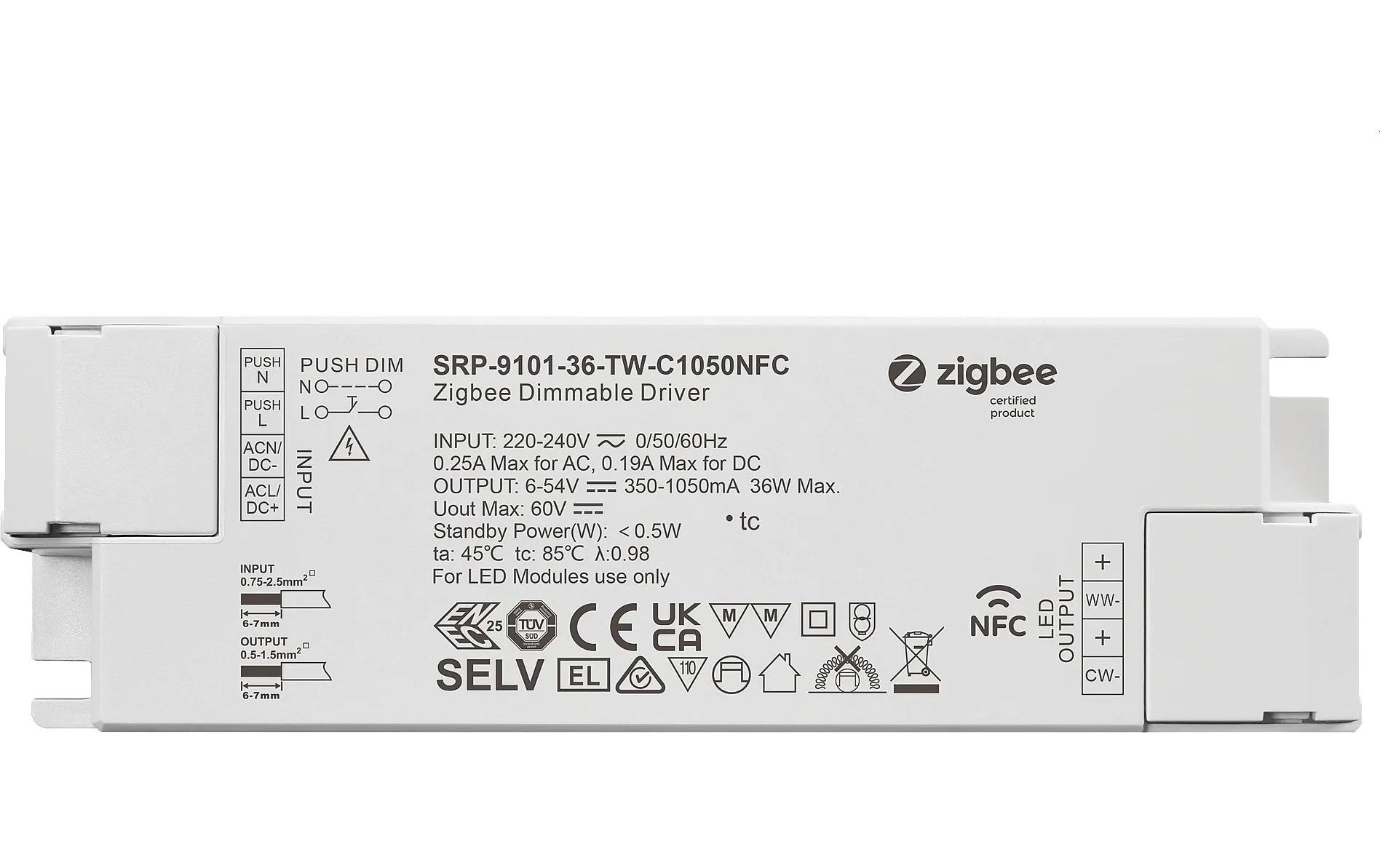 Sunricher SR Zigbee 3.0 NFC Konverter Tunable White 36W – LED-Netzteil von Sunricher