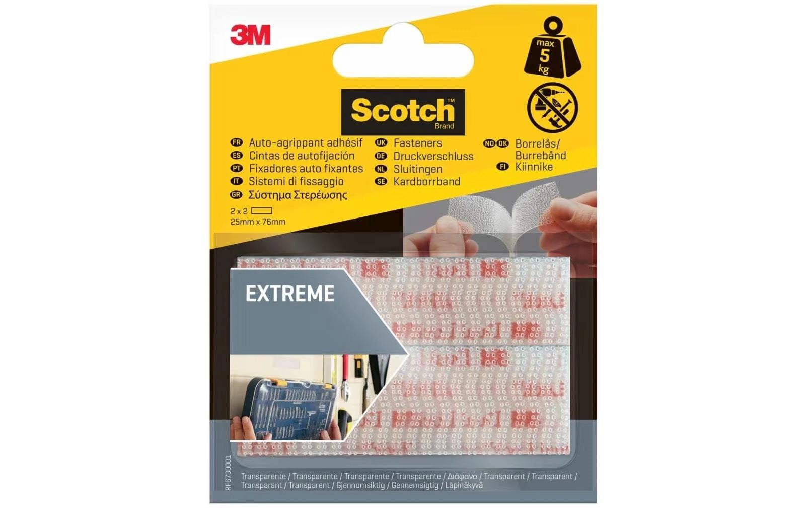Scotch Scotch Klebestreifen Extreme 25 mm x 76 mm Transparent – Klettband von Scotch