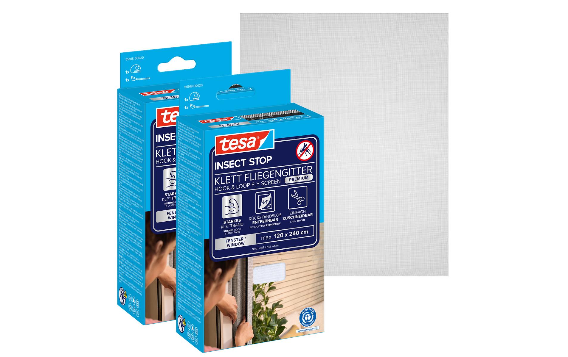 tesa Fliegengitter -Set Comfort, 2x 1.2 m x 2.4 m, Anthrazit