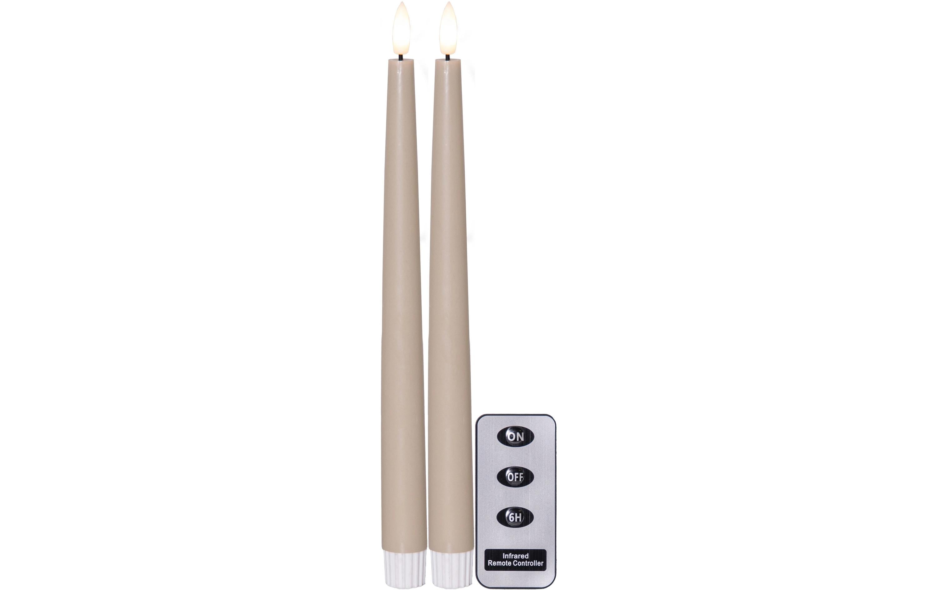 Star Trading LED-Stabkerzen Set Flamme Slim, 2 Stück, Beige – LED-Stabkerze mit Timer mit Fernbedienung von Star Trading