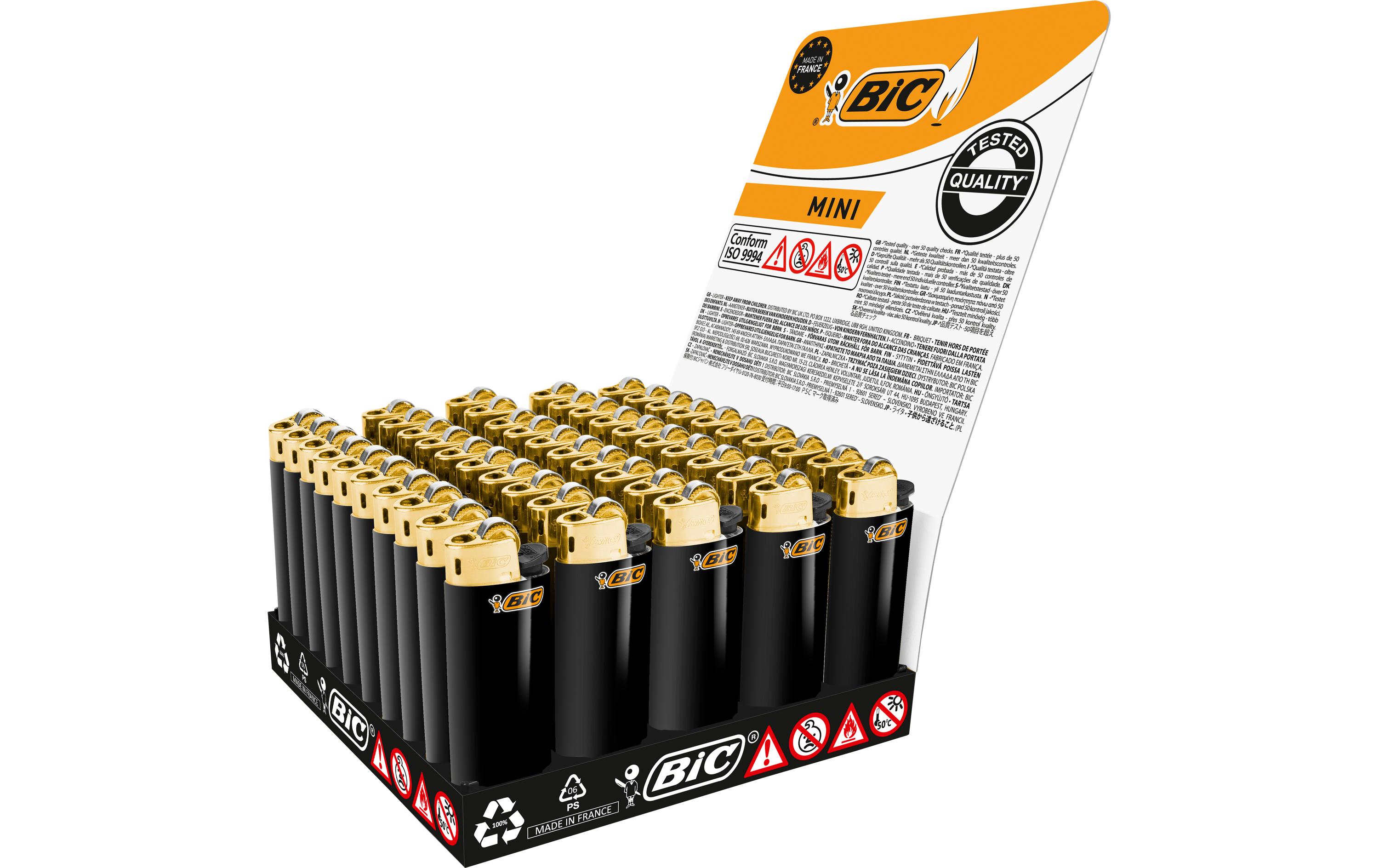 BIC Feuerzeug Mini J25 Gold Schwarz