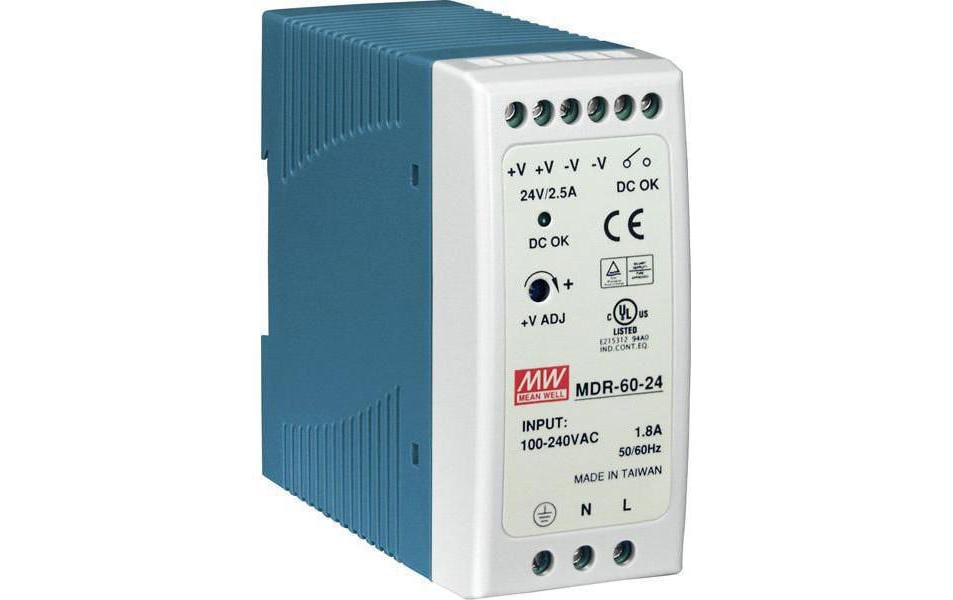 MeanWell DIN-Schienennetzgerät  60 W, 24 V – Hutschienen-Netzteil von MeanWell