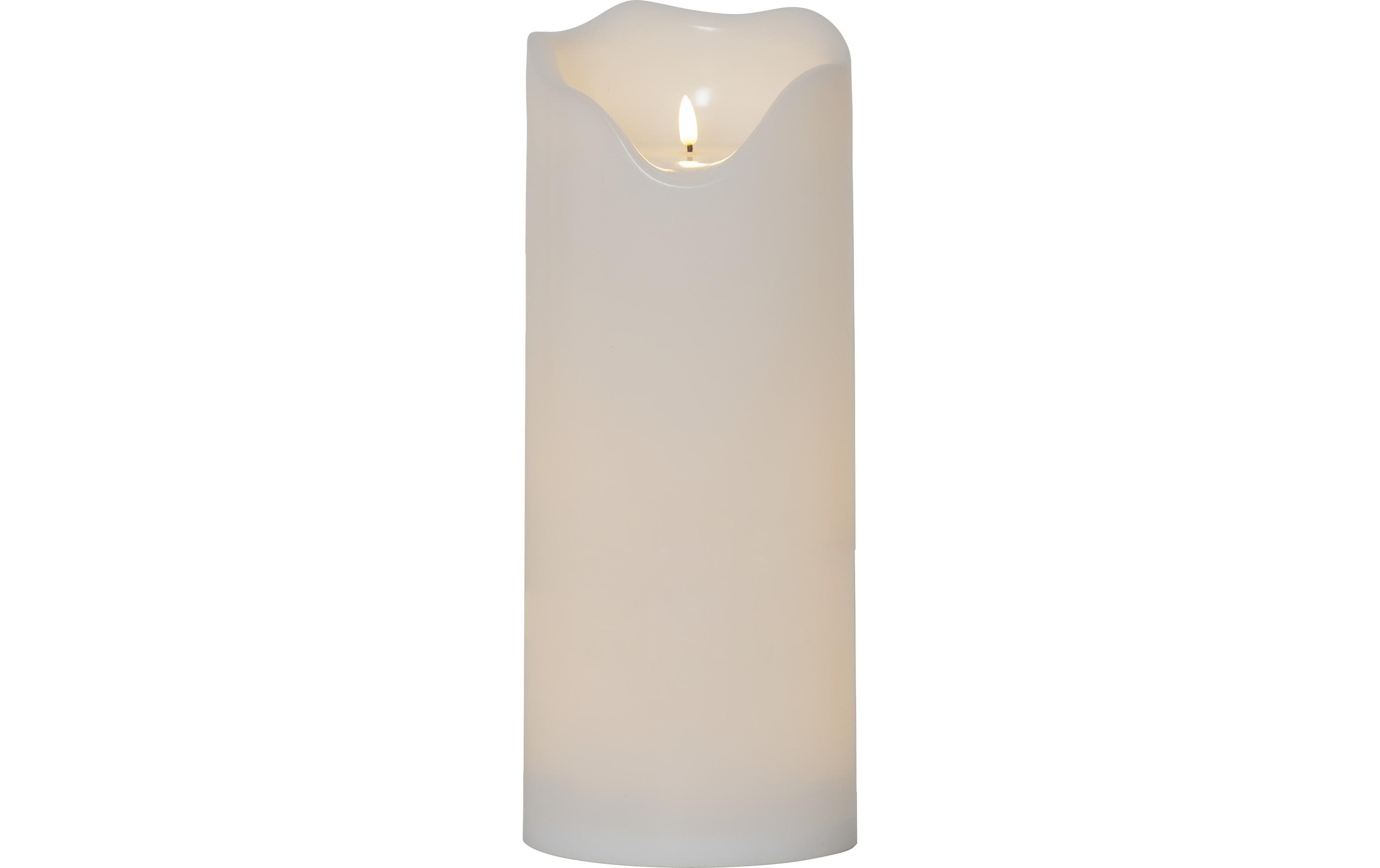 Star Trading LED-Kerze Pillar Flamme Grand Ø 16 x 40 cm, Weiss – LED-Kerze mit Timer für aussen von Star Trading