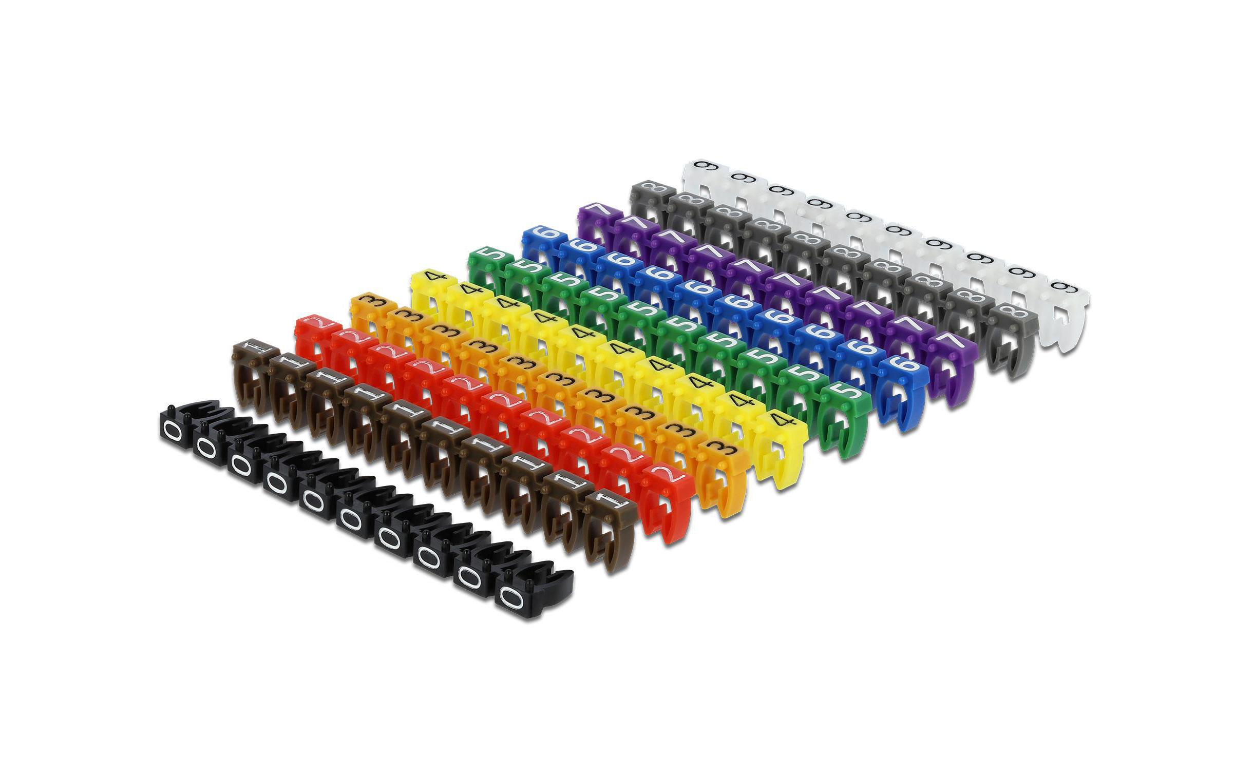 Delock Kabelkennzeichnung Clips 0-9  farbig, 10x 10er Sets.