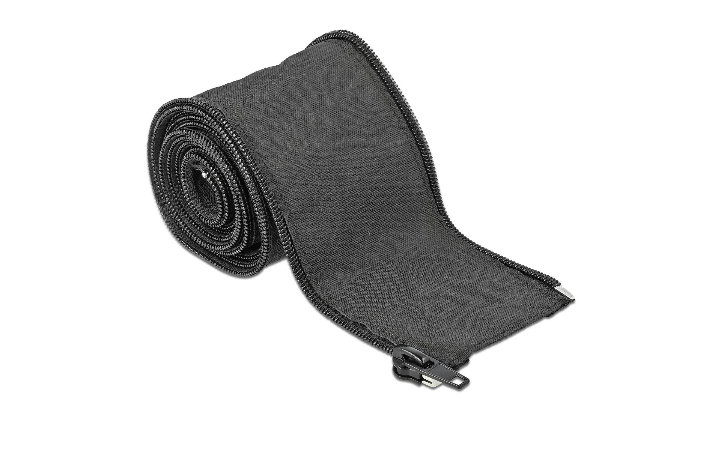 Delock Kabelschlauch 2 m x 25 mm, mit Reissverschluss Schwarz – Kabelschlauch von Delock